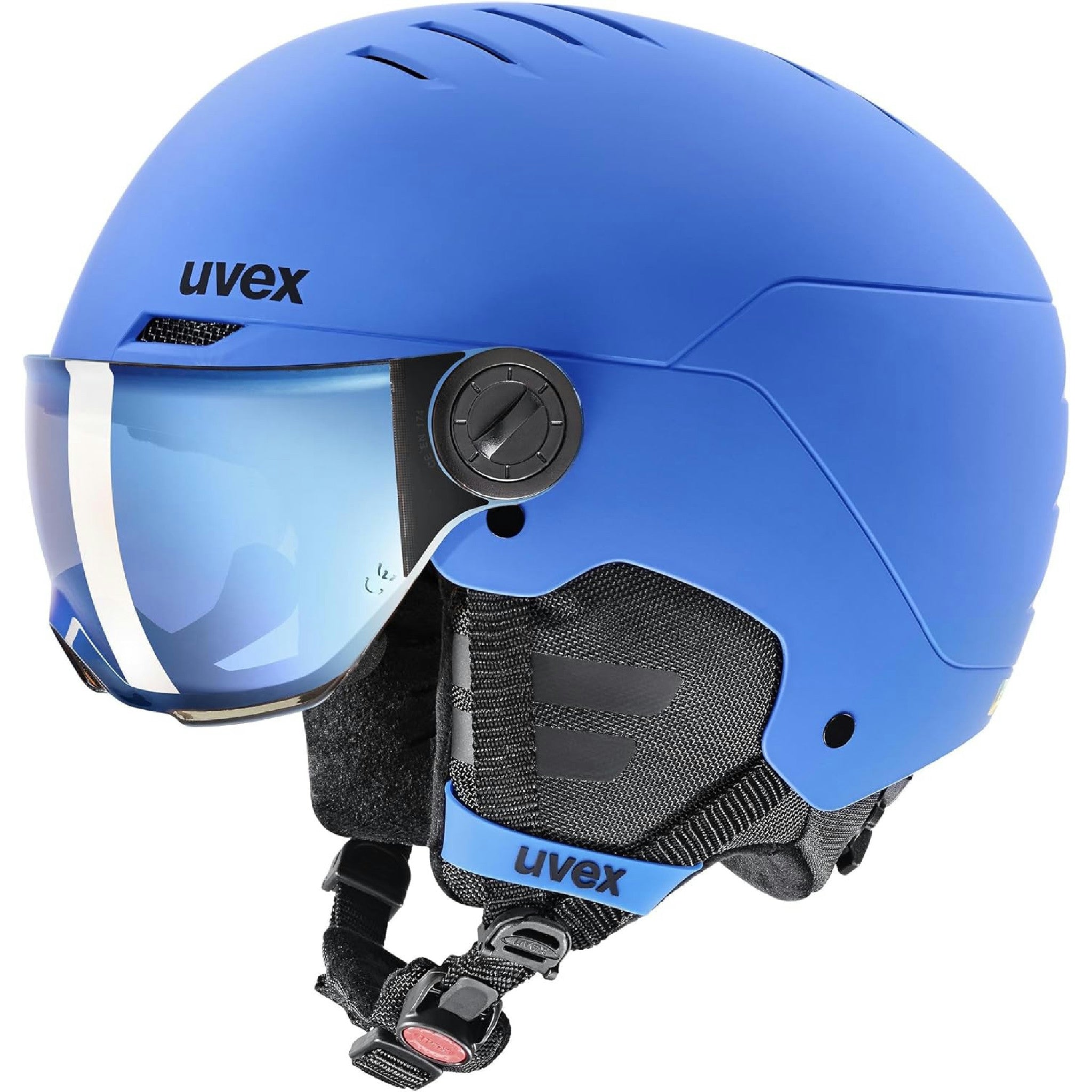 uvex rocket jr visor - robuster Skihelm für Kinder - Filterkategorie 2 - optimierte Belüftung - blue matt - 51-55 cm Hauptansicht