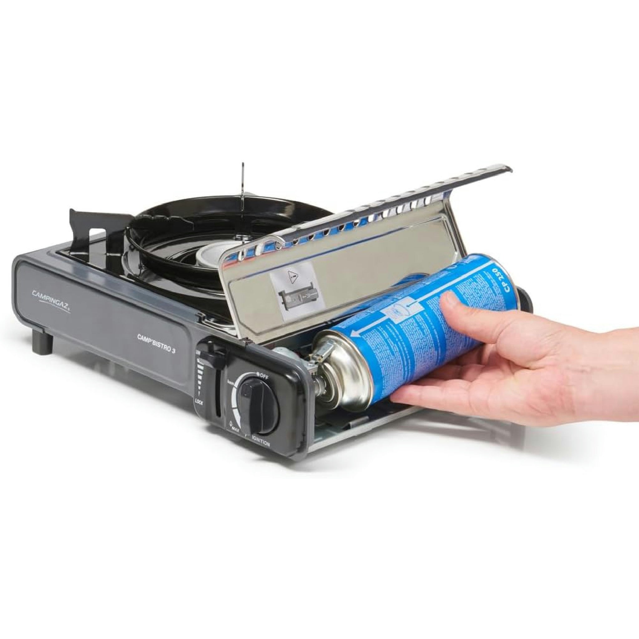 CAMPINGAZ Camp Bistro 3 Réchaud à Gaz, 1 Feu, Réchaud de Camping, Puissance 2200 W, Réchaud Extérieur Compact, avec Mallette pour Un Transport Facile, Noir Hauptansicht