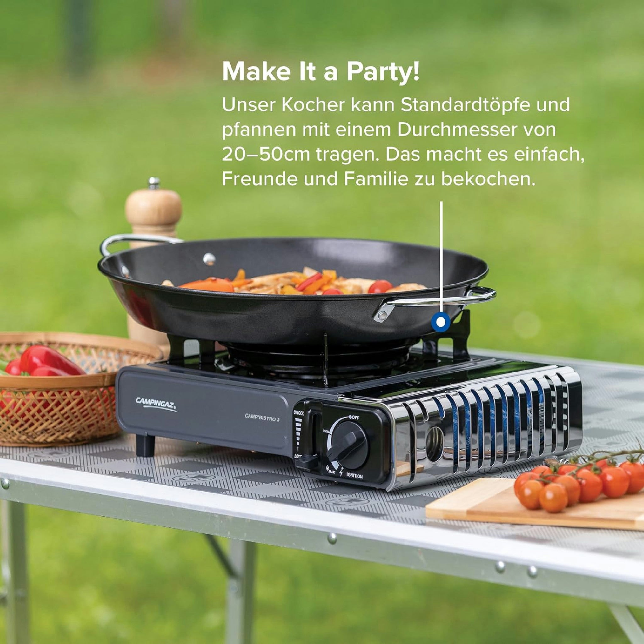 CAMPINGAZ Camp Bistro 3 Réchaud à Gaz, 1 Feu, Réchaud de Camping, Puissance 2200 W, Réchaud Extérieur Compact, avec Mallette pour Un Transport Facile, Noir Hauptansicht