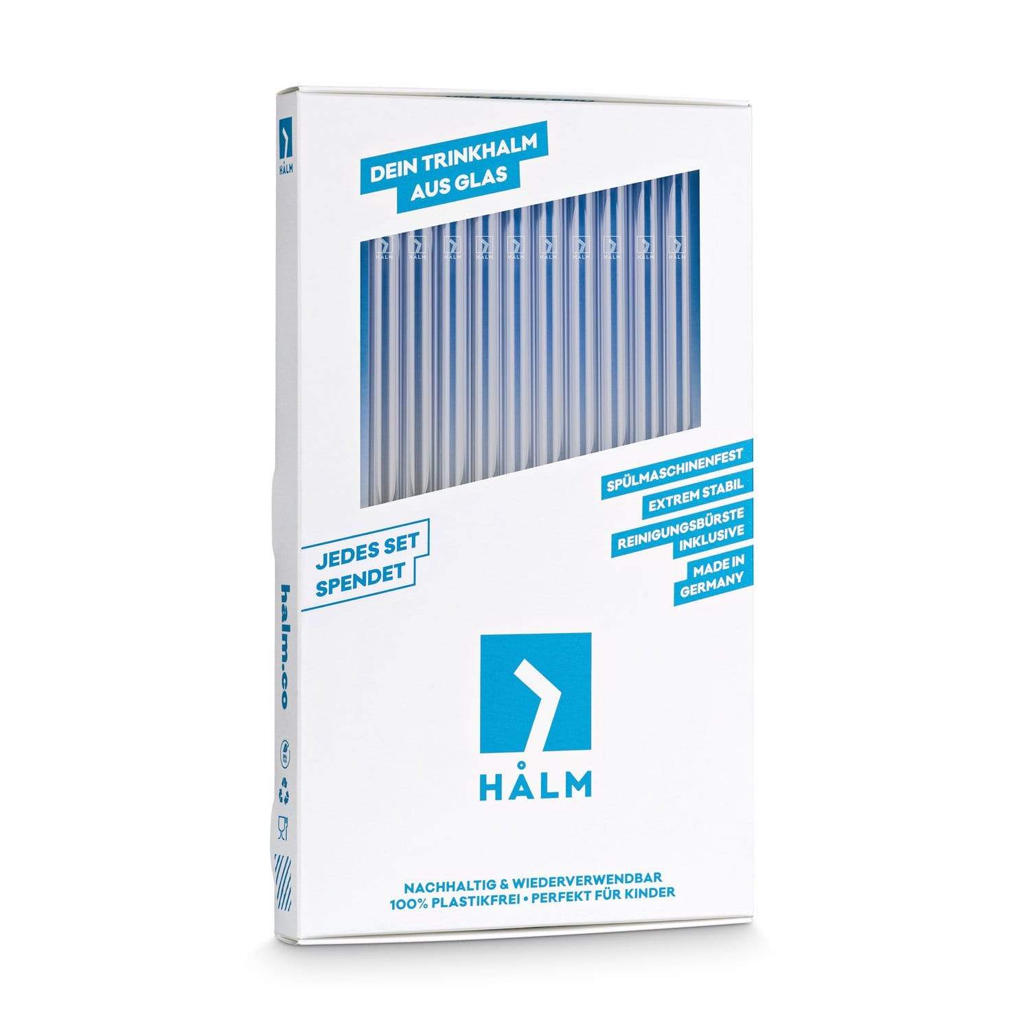 Glasstrohhalme gerade 20 cm transparent 20 Stück mit Reinigungsbürste
