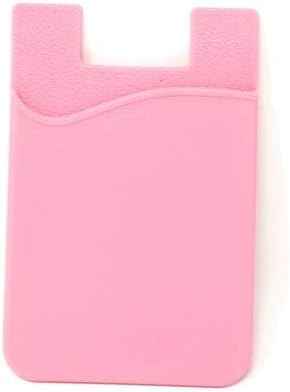 System-S 1x Smartphone Kartenhalter Silkonhülle Kartenetui in Pink