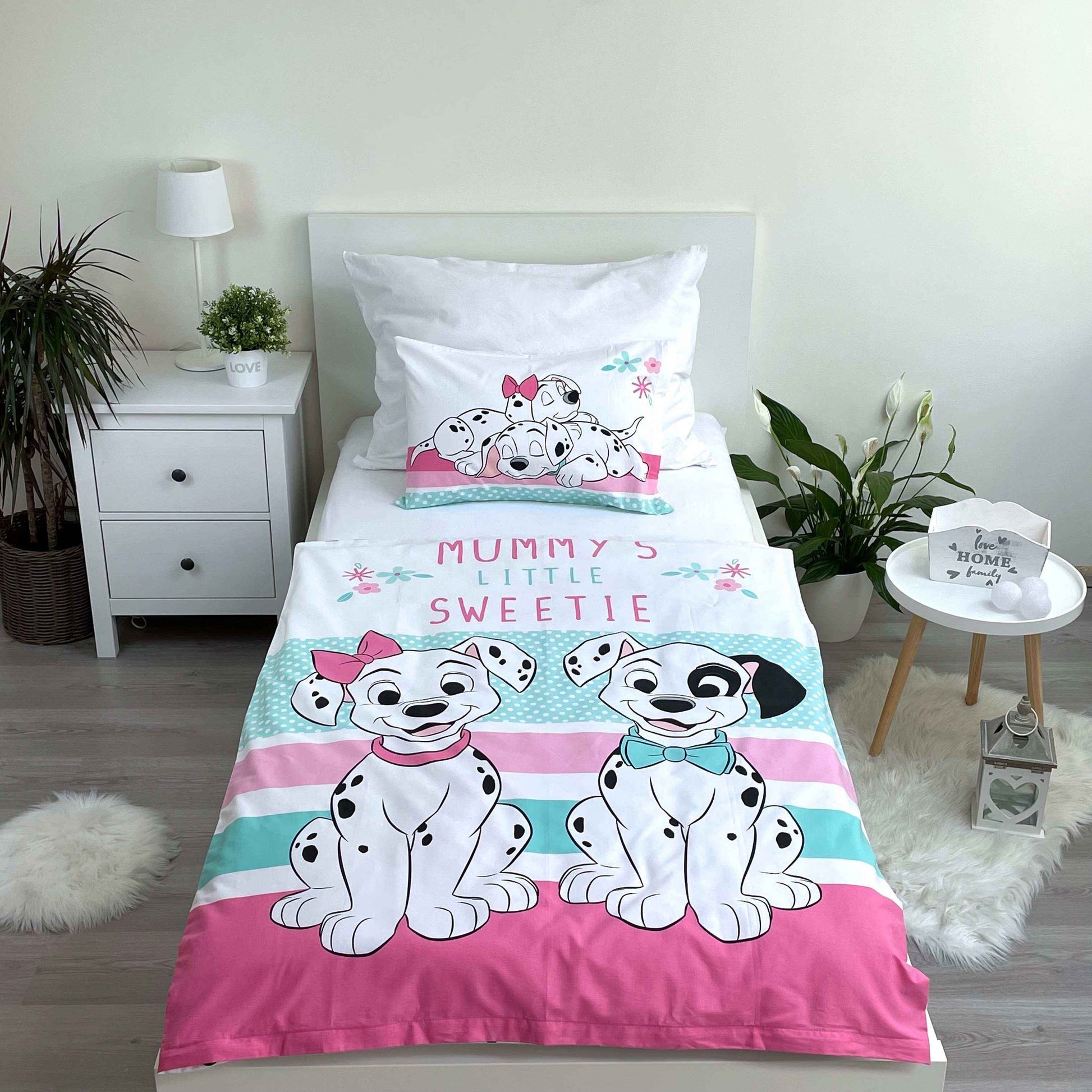 101 Dalmatiner bunte Kinder-Bettwäsche 100 x 135 cm - weiche Baumwolle