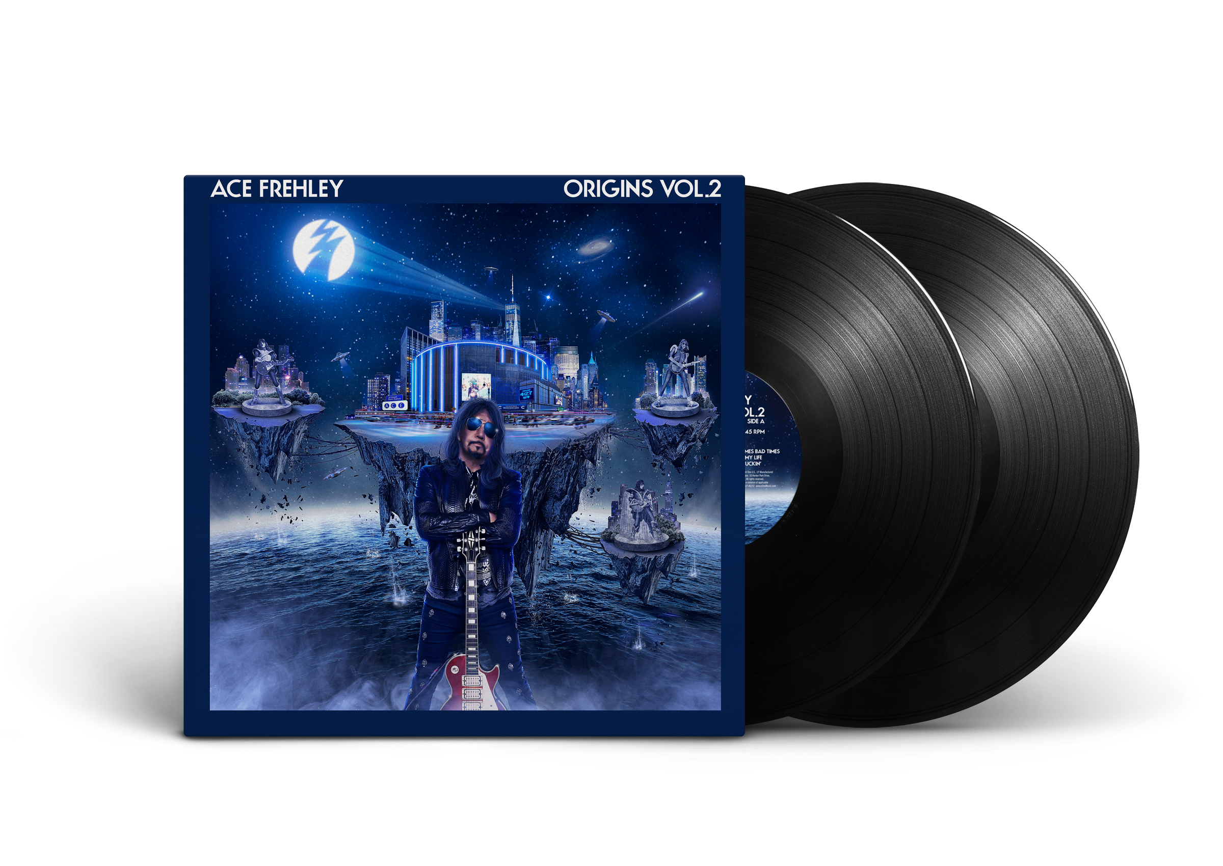 Ace Frehley Ursprünge Vol 2, 2x schwarze Schallplatten, Klappcover, 45 U/min, Downloadkarte