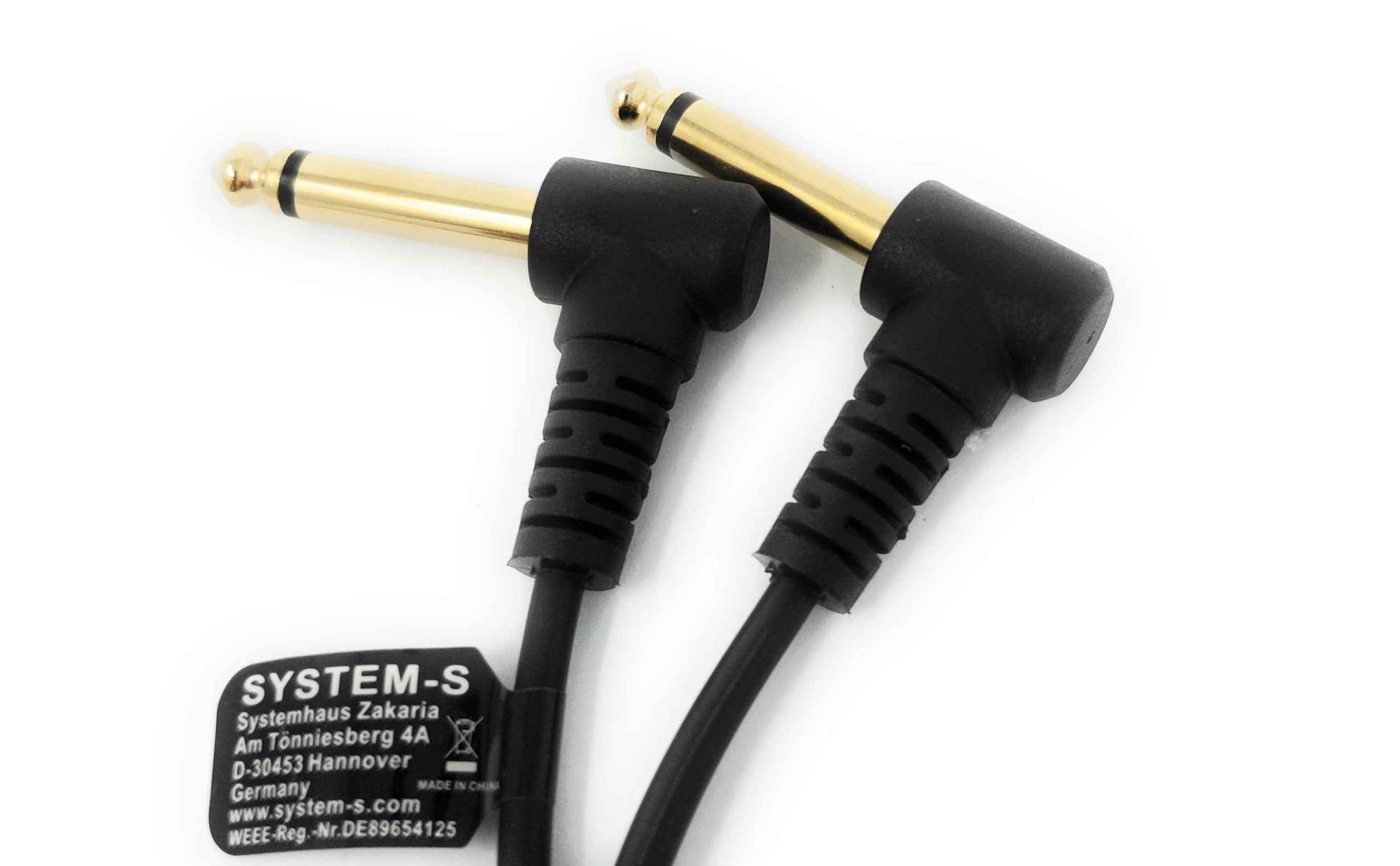 SYSTEM-S Audio Y Kabel 150cm 6,35mm Stereo AUX Klinke Stecker & Stecker zu Stecker Winkel