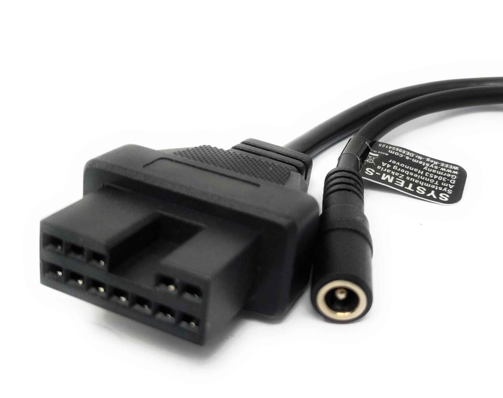 SYSTEM-S OBD Kabel 20 cm OBD 2 Buchse für Mitsubishi 12pin in Schwarz für Auto Diagnose