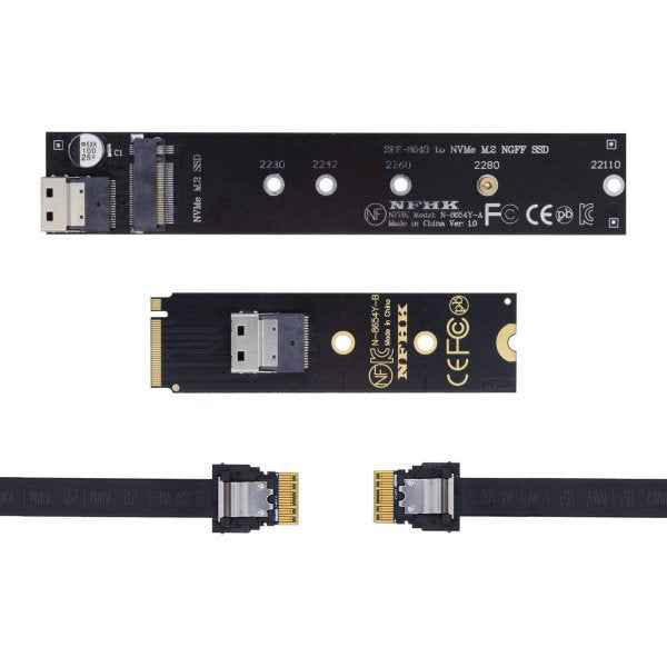 SYSTEM-S SFF-8654 NGFF M-key 40 cm NVME Kabel Stecker zu Buchse für Mainboard SSD