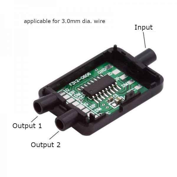 SYSTEM-S USB 2.0 PCBA Hub 1 zu 2 Splitter mit Hülle Leiterplatte Adapter in Schwarz