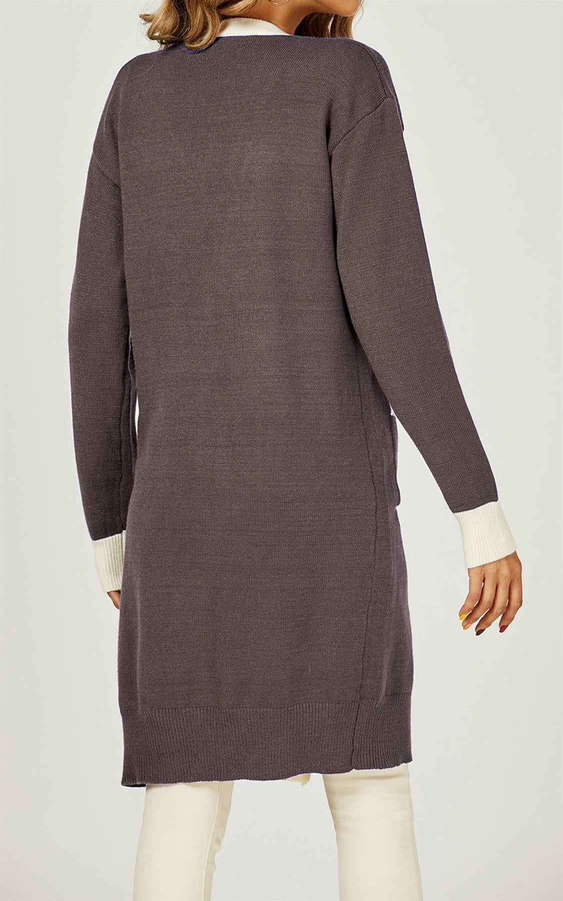Cream Stripe Cardigan In Taupe