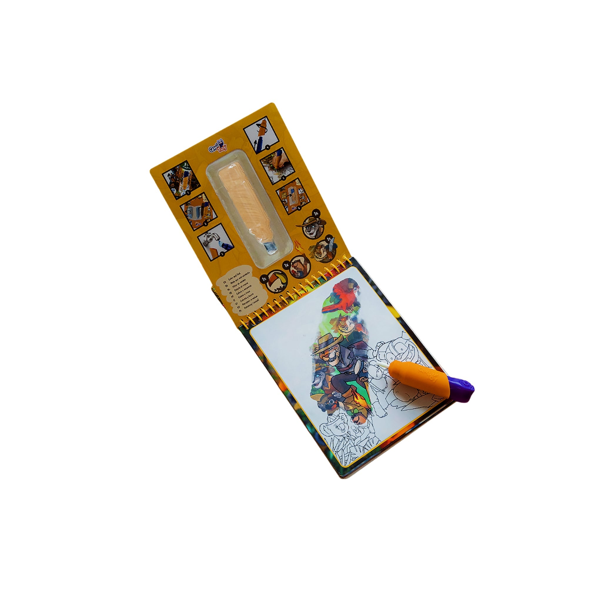 Malbuch 3 in 1 Spielbuch Zeitreise mit Wasserstift Aufklebern Pop-Up – Produktbild 4