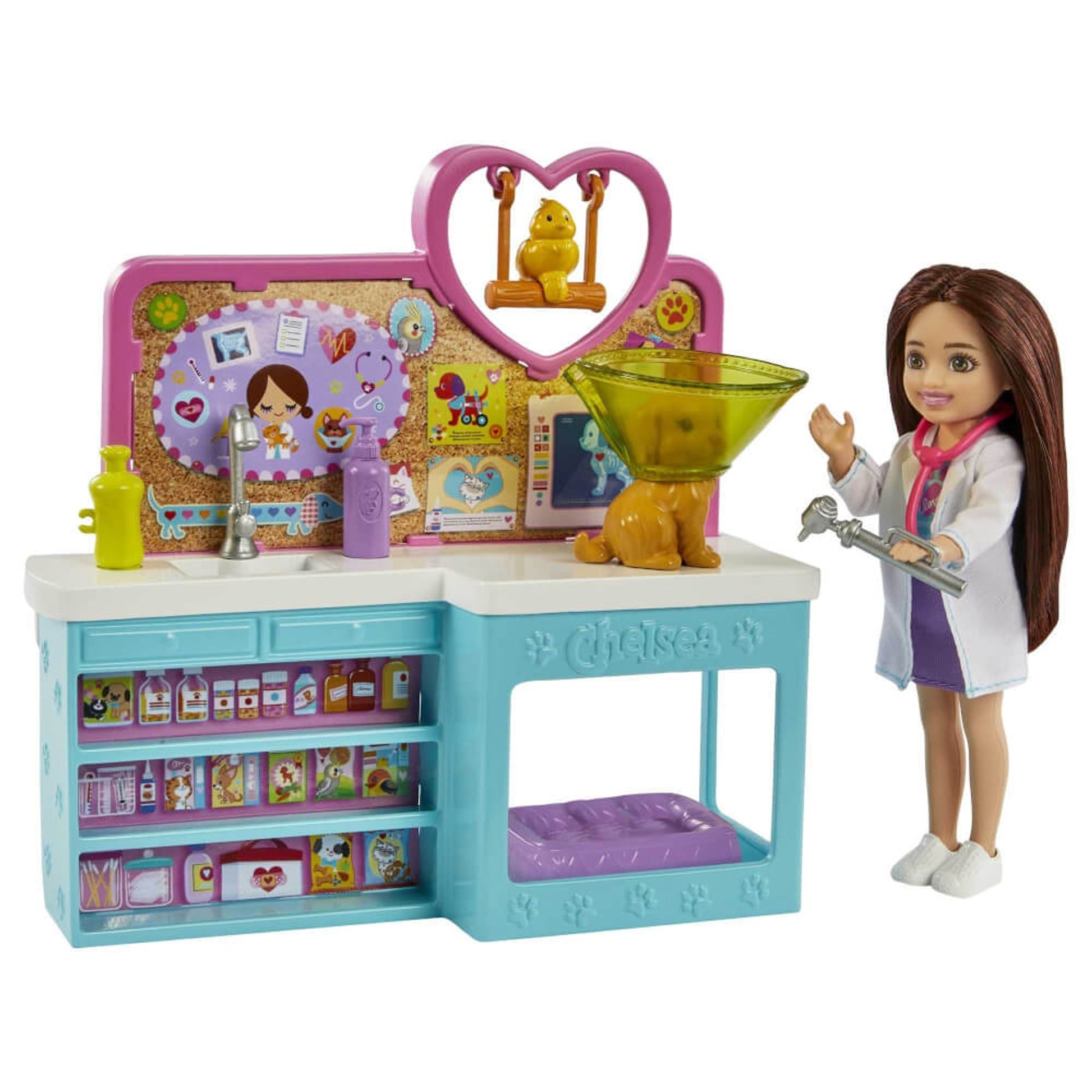 Barbie Chelsea Tierklinik Spielset mit Puppe, 4 Tieren & 18 Zubehörteilen – Produktbild 4