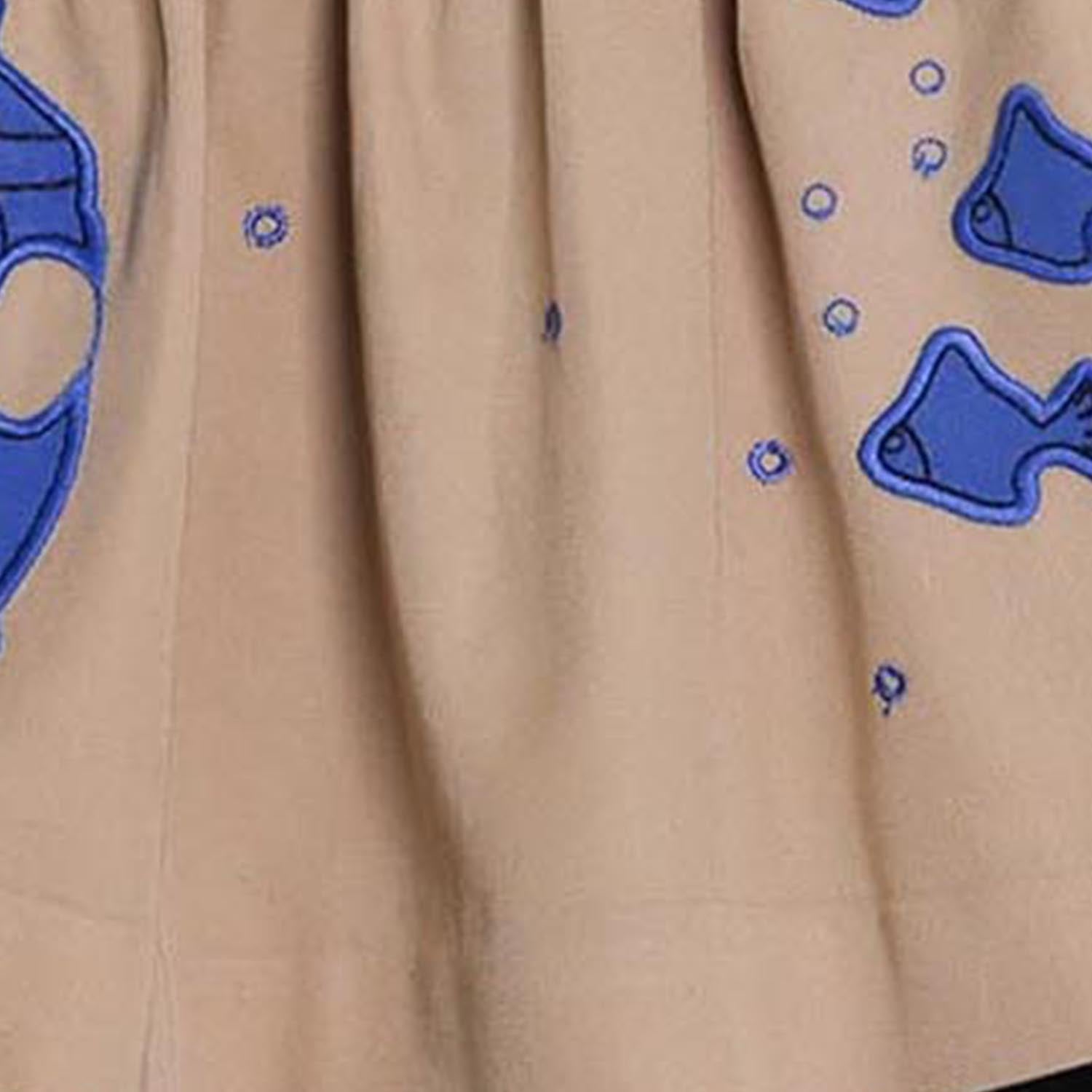 MAGIC MENDING PRELOVED Beige Cotton Skirt with Submarine, 2 years-2