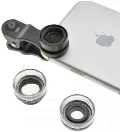 SYSTEM-S Makro Linse 3er Set Filter mit Clip und Schutztasche für Smartphone
