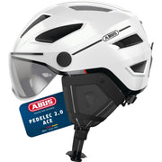 ABUS Stadthelm Pedelec 2.0 ACE - Fahrradhelm mit Rücklicht, Visier, Regenhaube, Ohrenschutz - für Damen und Herren - Weiß Glänzend, Größe S Hauptansicht
