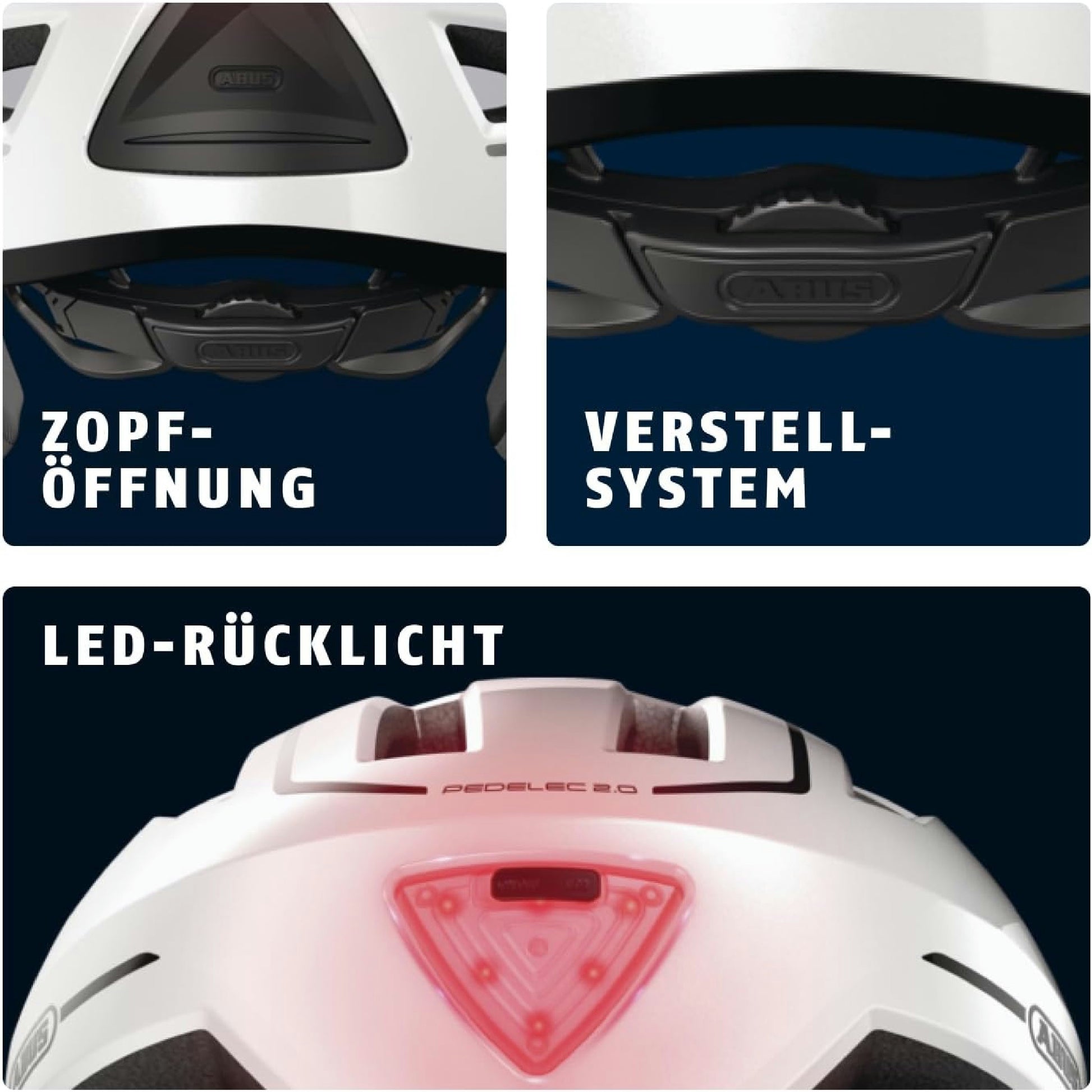 ABUS Stadthelm Pedelec 2.0 ACE - Fahrradhelm mit Rücklicht, Visier, Regenhaube, Ohrenschutz - für Damen und Herren - Weiß Glänzend, Größe S Hauptansicht