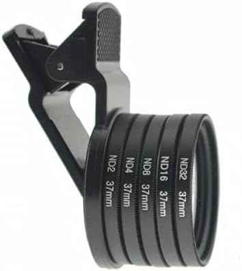 SYSTEM-S ND Filter Set 37 mm Neutraldichtefilter Graufilter mit Clip für Smartphone