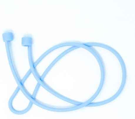 System-S 2x Silikon Halteband Holder für AirPods Kopfhörer in Hellblau