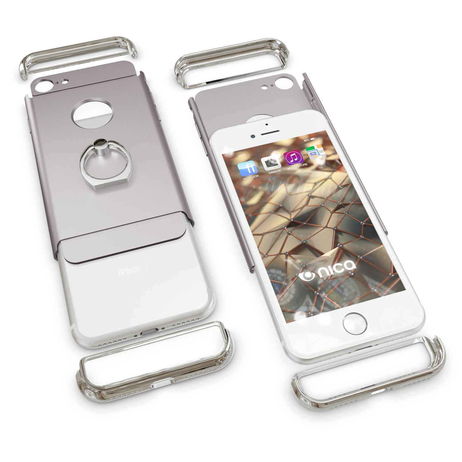 Apple iPhone 7 Ring Hülle von NALIA, Cover Case Schutz Matt Bumper Handy Schutz