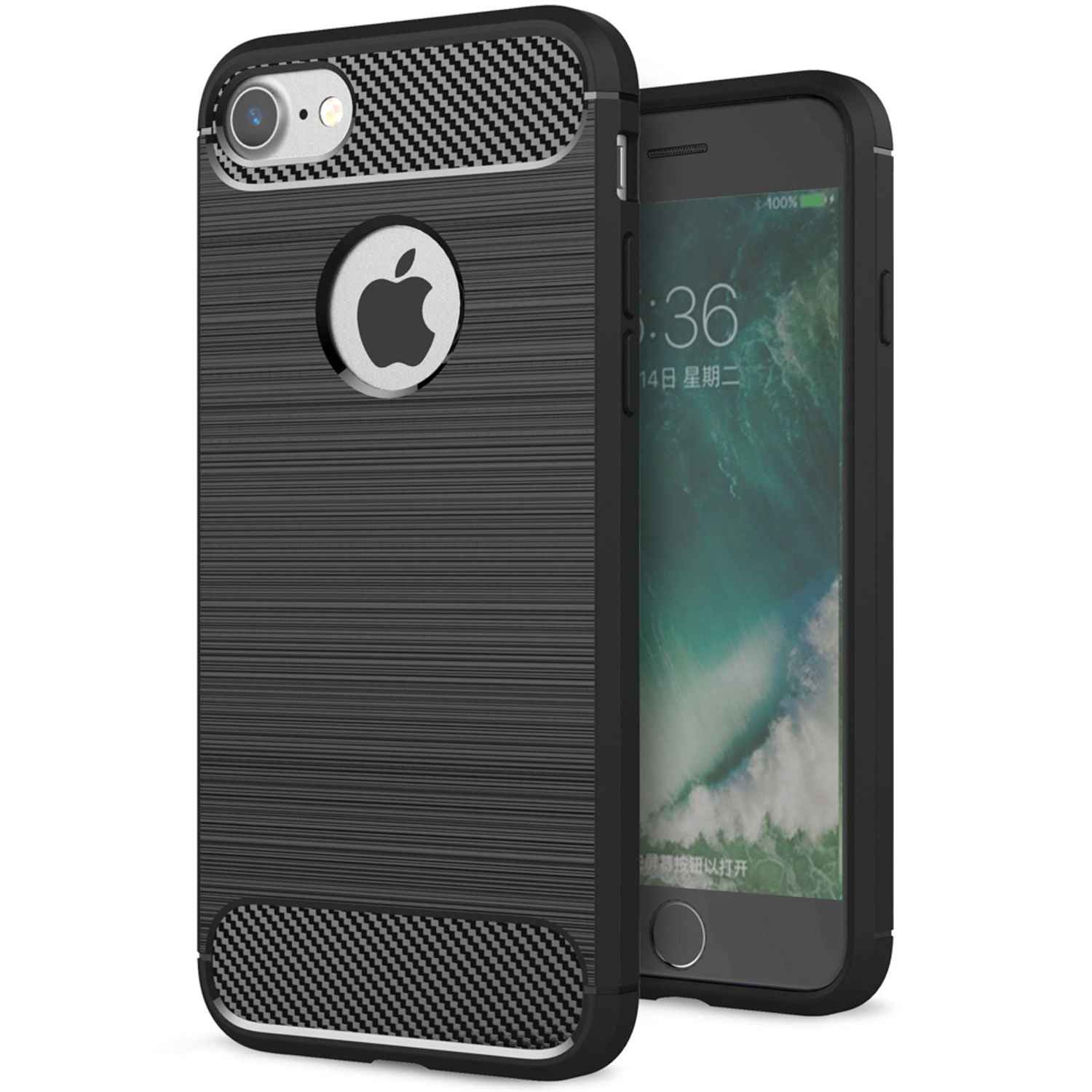 NALIA Handyhülle für Apple iPhone 7 Hülle, Karbon Optik Stylische Handyhülle