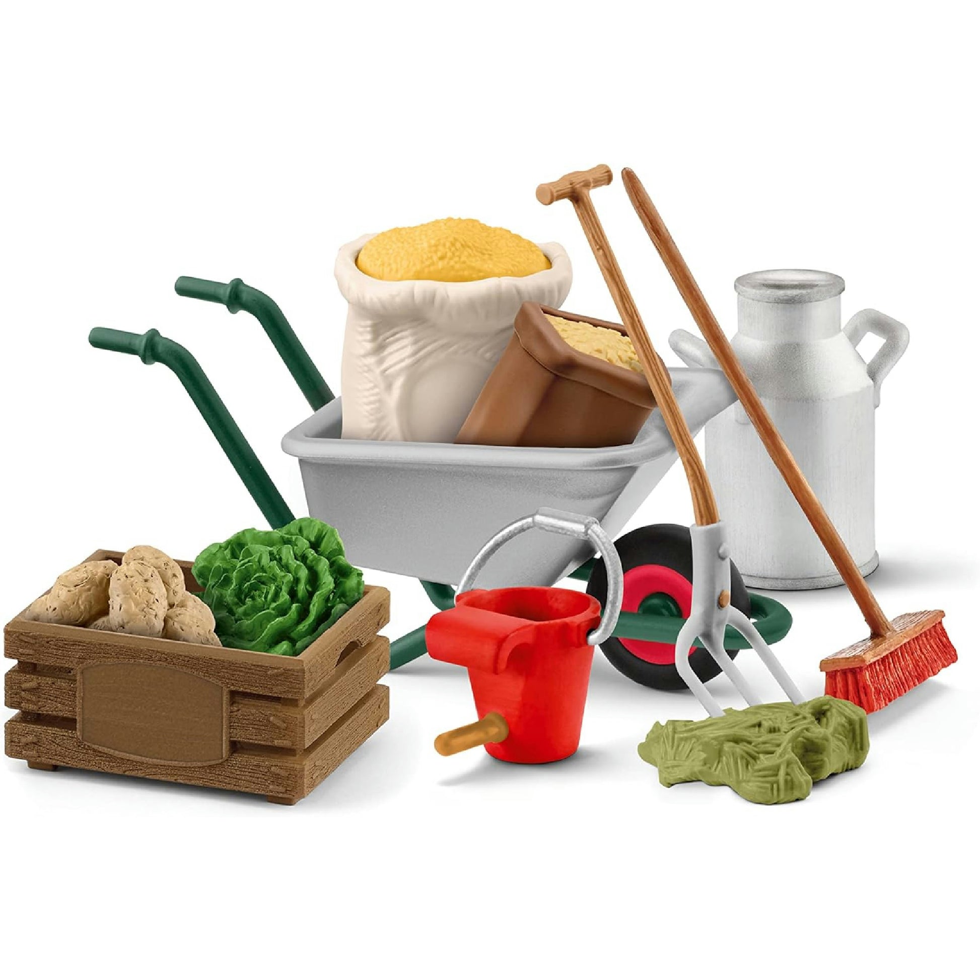 schleich FARM WORLD 42610 Bauernhof Zubehör Set für Pferde und Tiere - 11-Teiliges Lernspielzeug, mit Schubkarre, Heugabel und mehr, Spielzeug ab 3 Jahren, White Hauptansicht