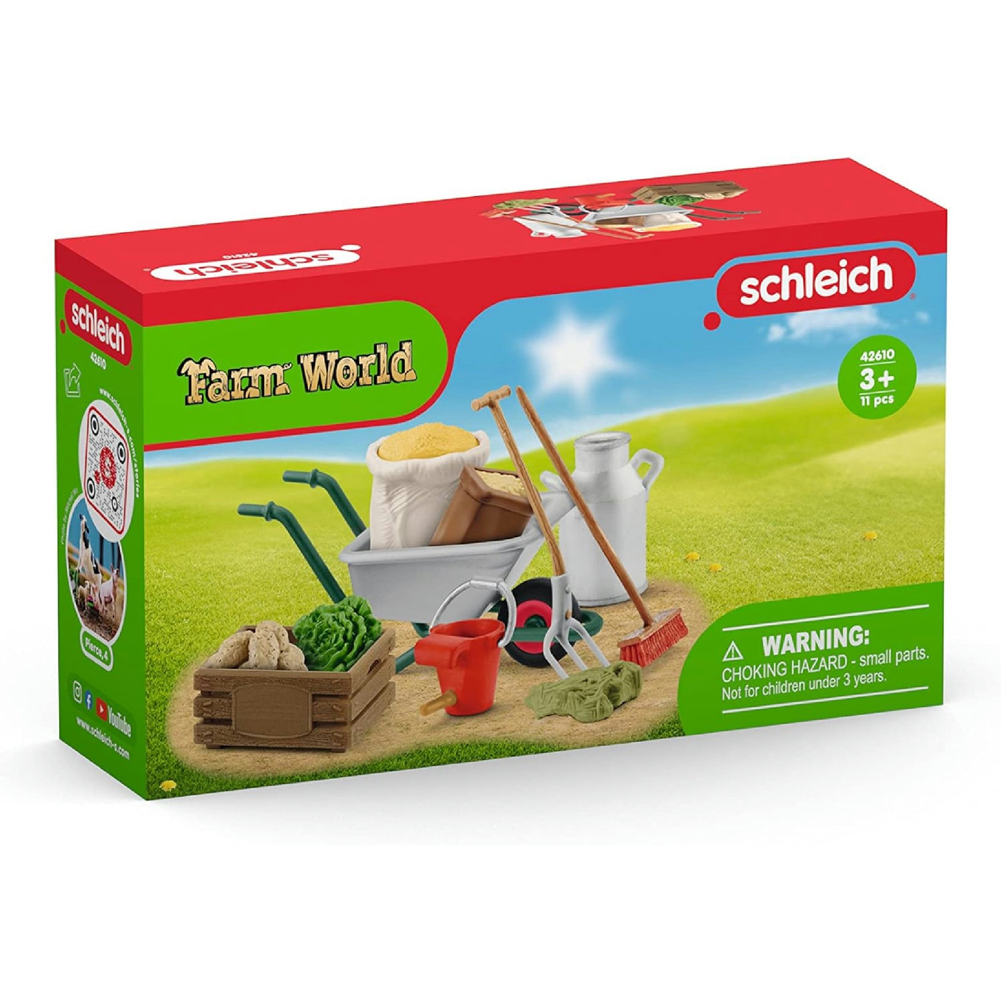 schleich FARM WORLD 42610 Bauernhof Zubehör Set für Pferde und Tiere - 11-Teiliges Lernspielzeug, mit Schubkarre, Heugabel und mehr, Spielzeug ab 3 Jahren, White Hauptansicht
