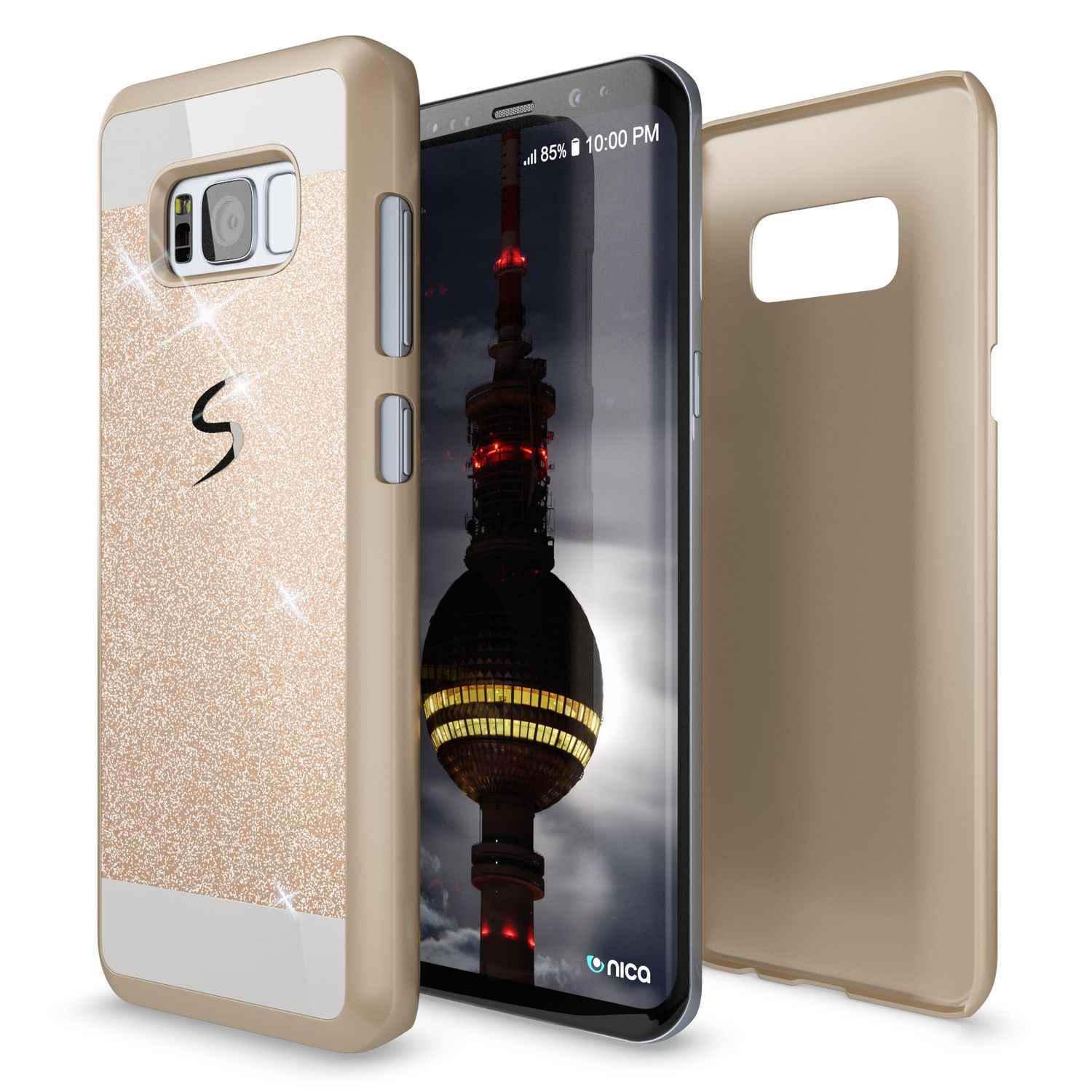Samsung Galaxy S8 Plus Hülle Handyhülle von NALIA, Glitzer Case Schutzhülle Cover