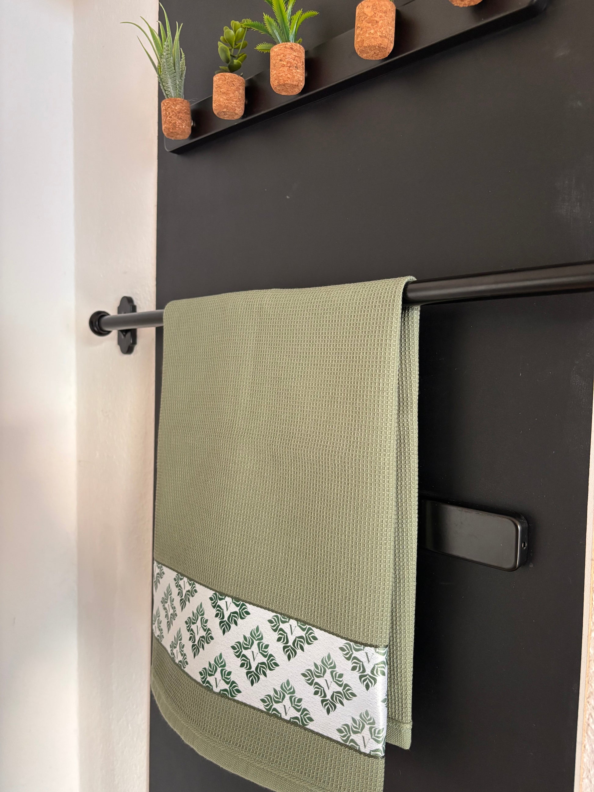 Waffel-Küchentuch 100% Baumwolle in Schwarz, 50x70cm, elegant und vielseitig einsetzbar