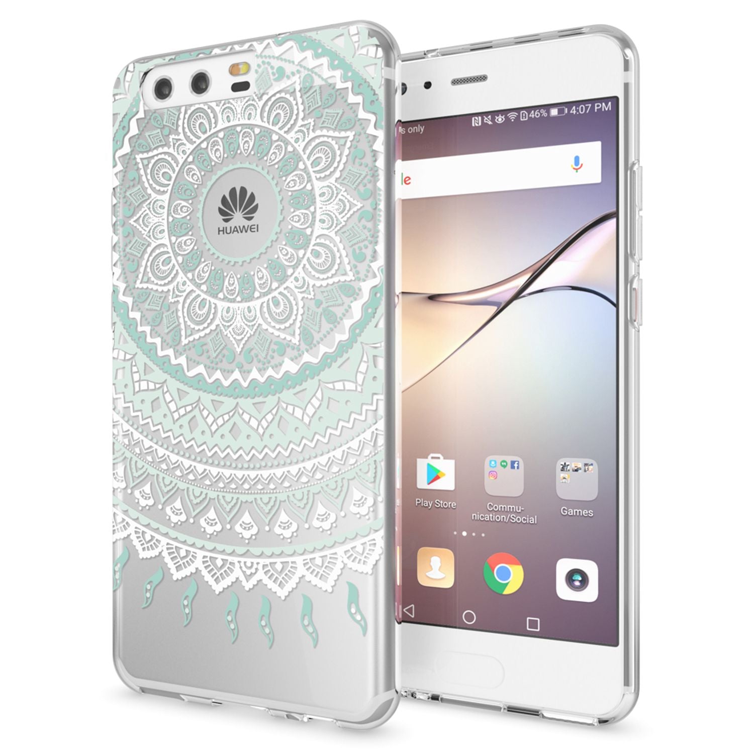 Handyhülle Slim Silikon durchsichtig geblümt für Huawei P10 | NALIA Berlin