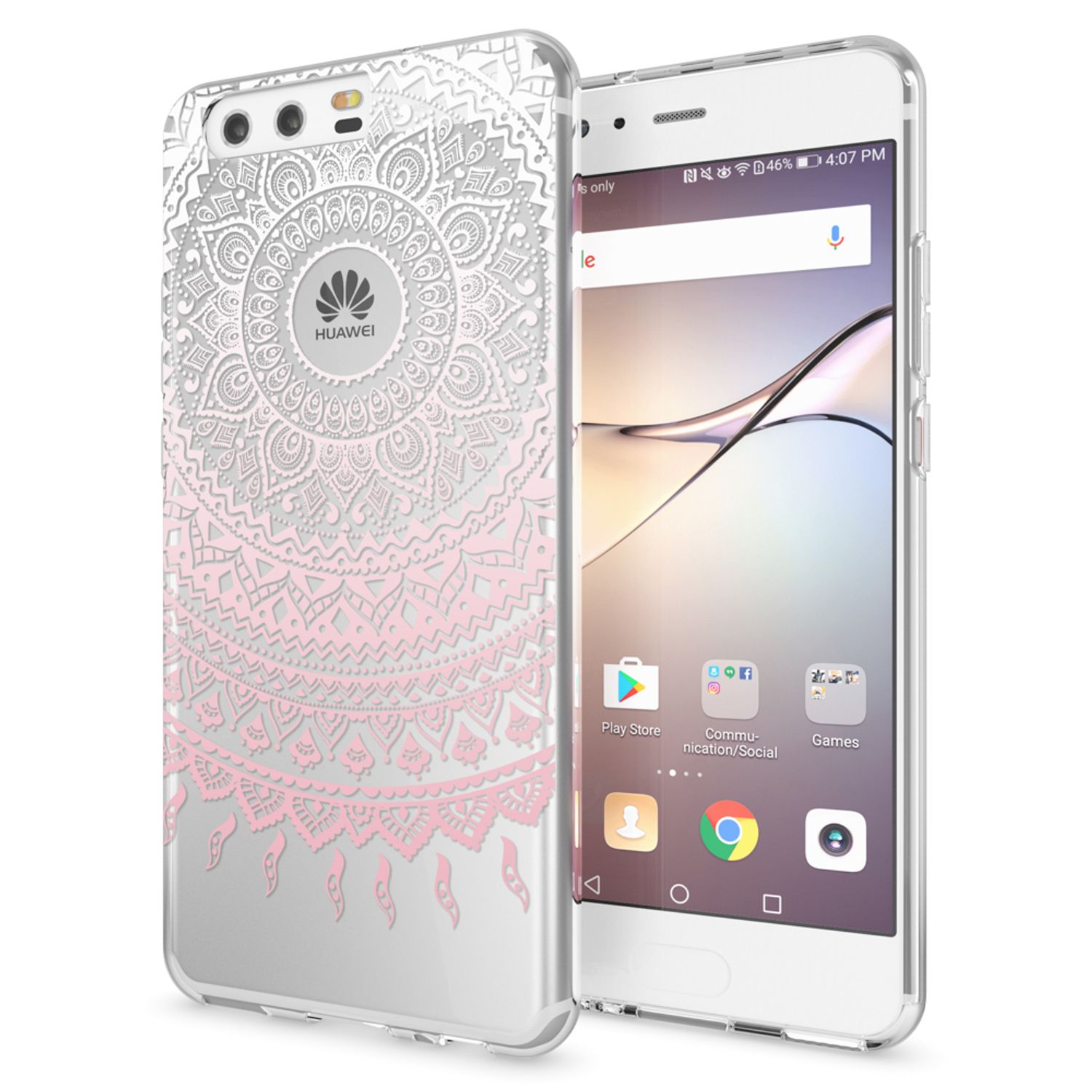 Handyhülle Slim Silikon durchsichtig geblümt für Huawei P10 | NALIA Berlin