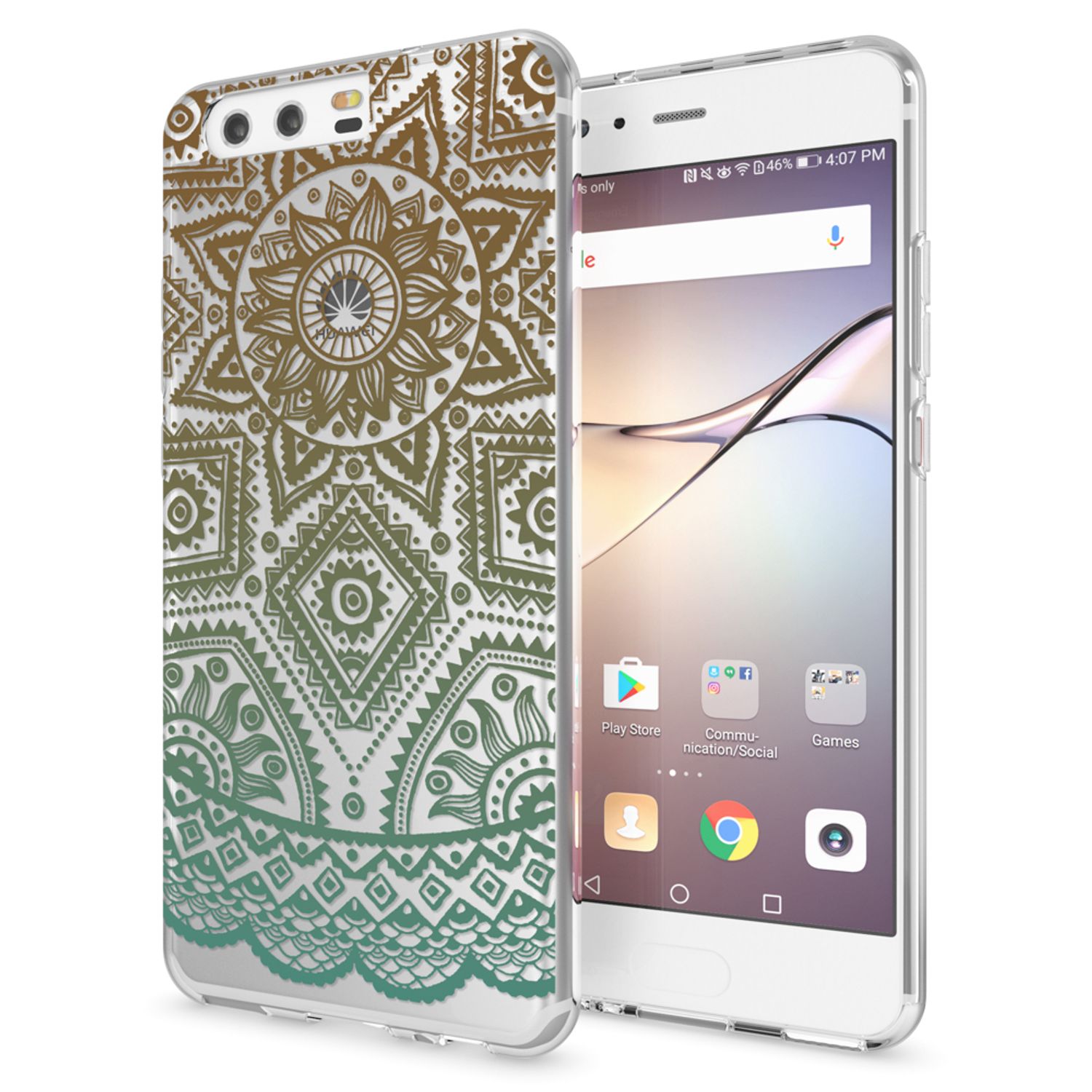 Handyhülle Slim Silikon durchsichtig geblümt für Huawei P10 | NALIA Berlin