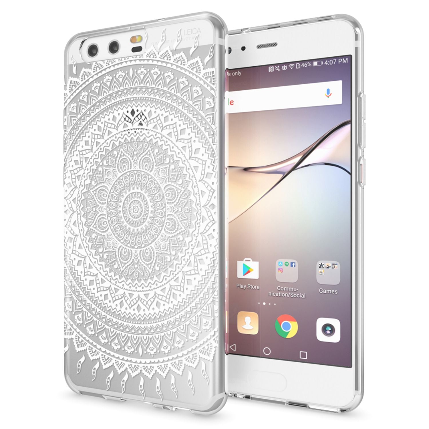 Handyhülle Slim Silikon durchsichtig geblümt für Huawei P10 | NALIA Berlin