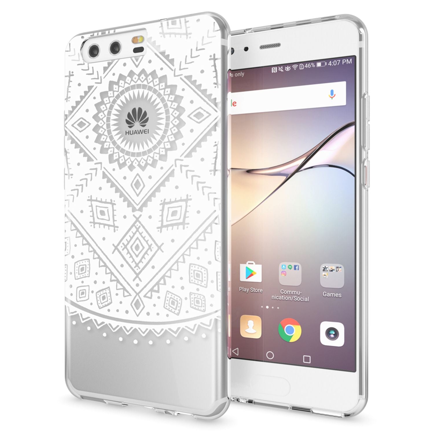 Handyhülle Slim Silikon durchsichtig geblümt für Huawei P10 | NALIA Berlin