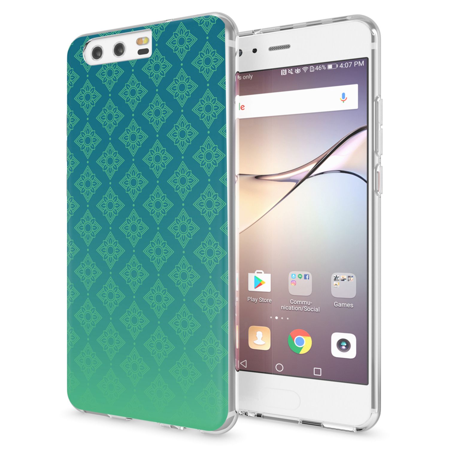 Handyhülle Slim Silikon durchsichtig geblümt für Huawei P10 | NALIA Berlin