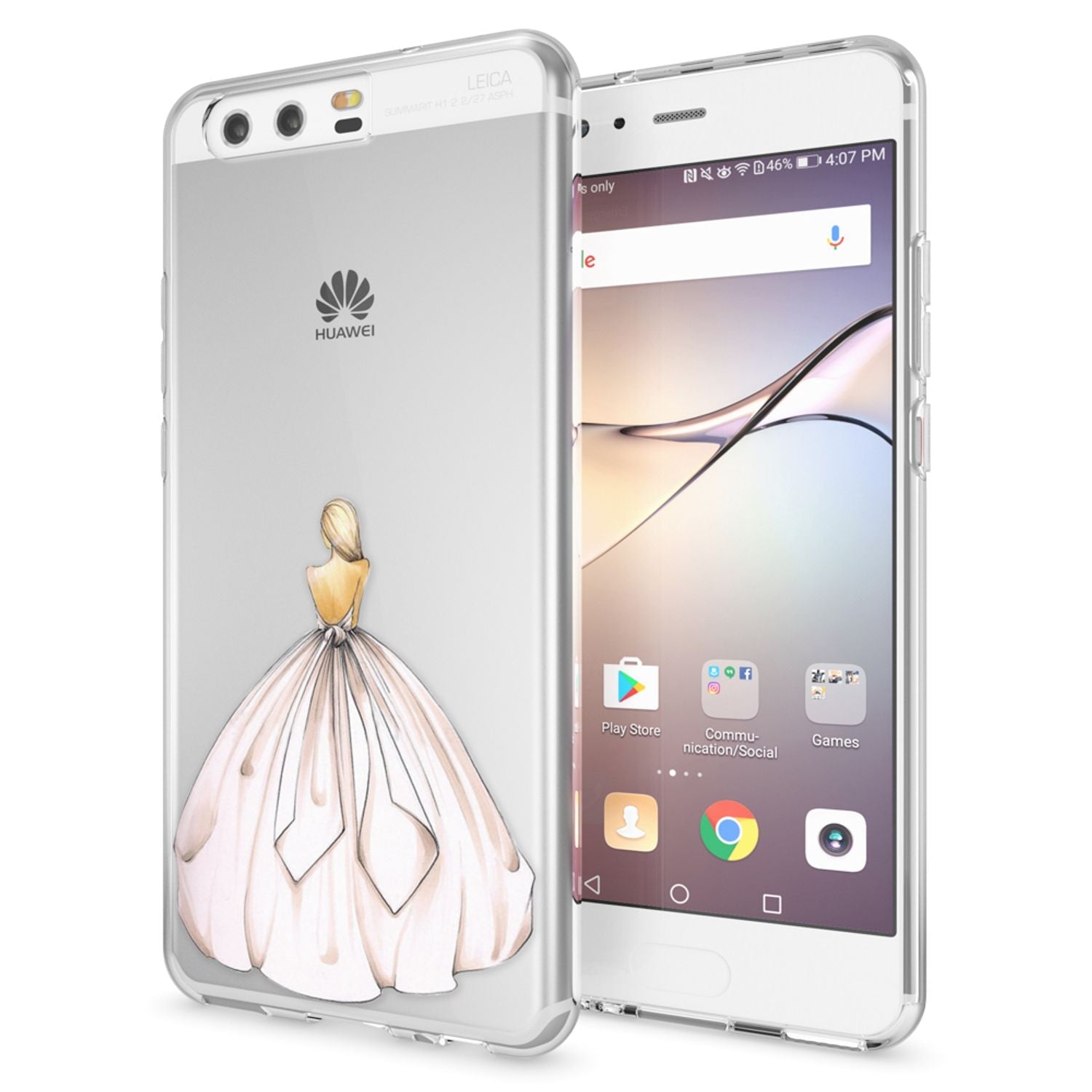 Handyhülle Slim Silikon durchsichtig geblümt für Huawei P10 | NALIA Berlin