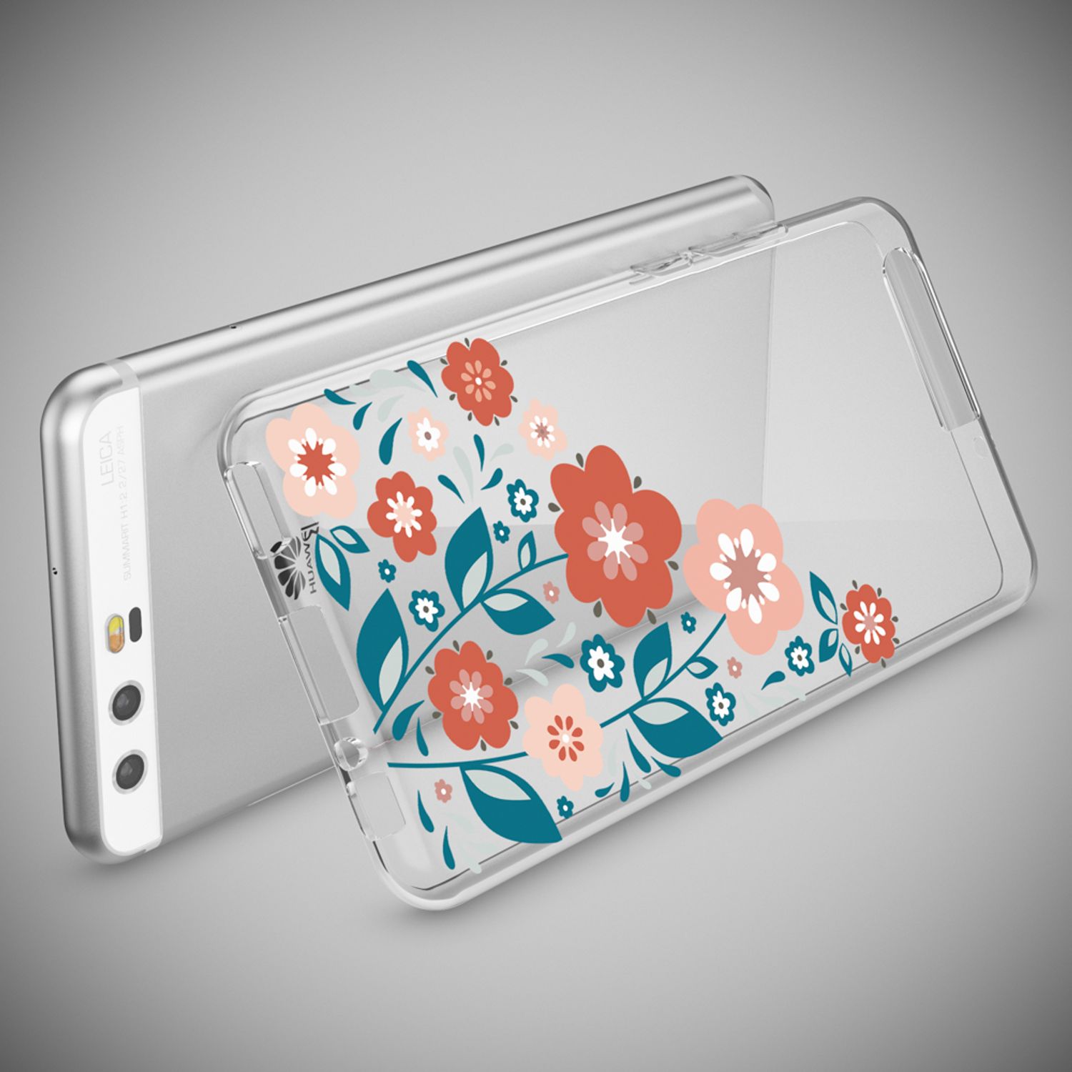 Handyhülle Slim Silikon durchsichtig geblümt für Huawei P10 | NALIA Berlin