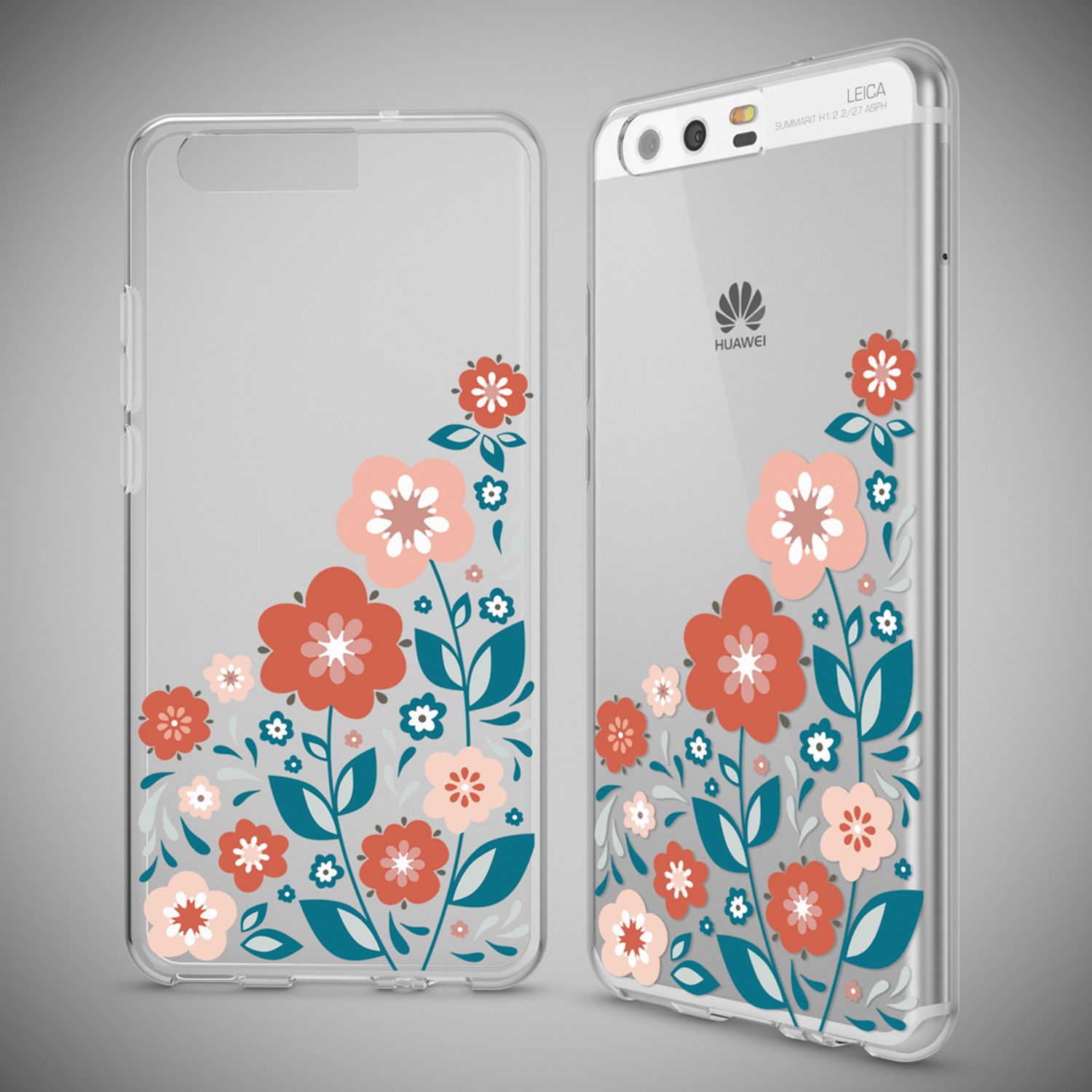 Handyhülle Slim Silikon durchsichtig geblümt für Huawei P10 | NALIA Berlin