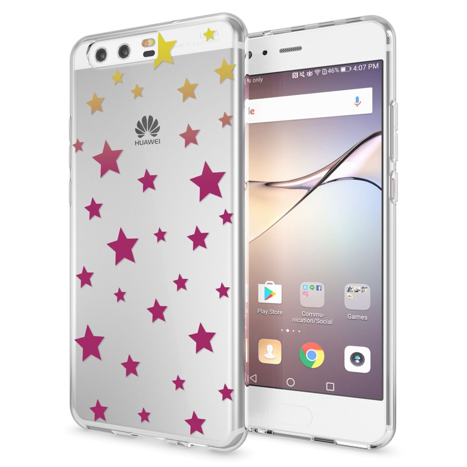 Handyhülle Slim Silikon durchsichtig geblümt für Huawei P10 | NALIA Berlin