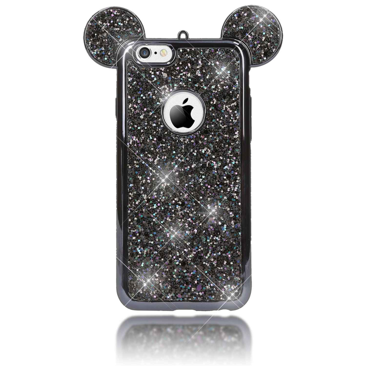 Apple iPhone 6 6S Handy Hülle von NALIA, Glitzer Back Cover Case mit Maus Ohren