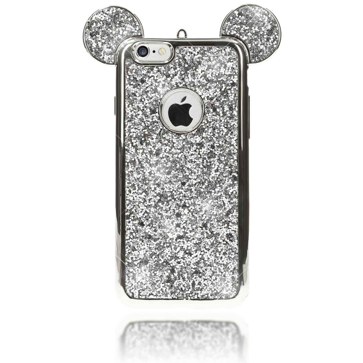 Apple iPhone 6 6S Handy Hülle von NALIA, Glitzer Back Cover Case mit Maus Ohren