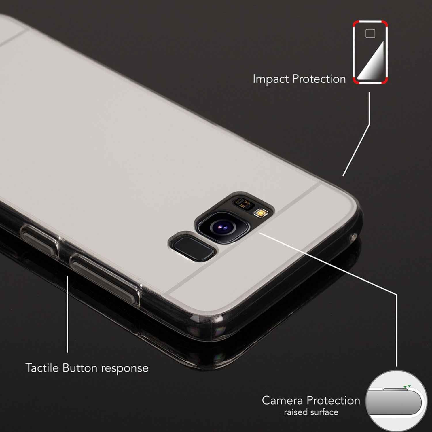Samsung Galaxy S8 Spiegel Hülle von NALIA, Mirror Case Dünne Silikon Handyhülle