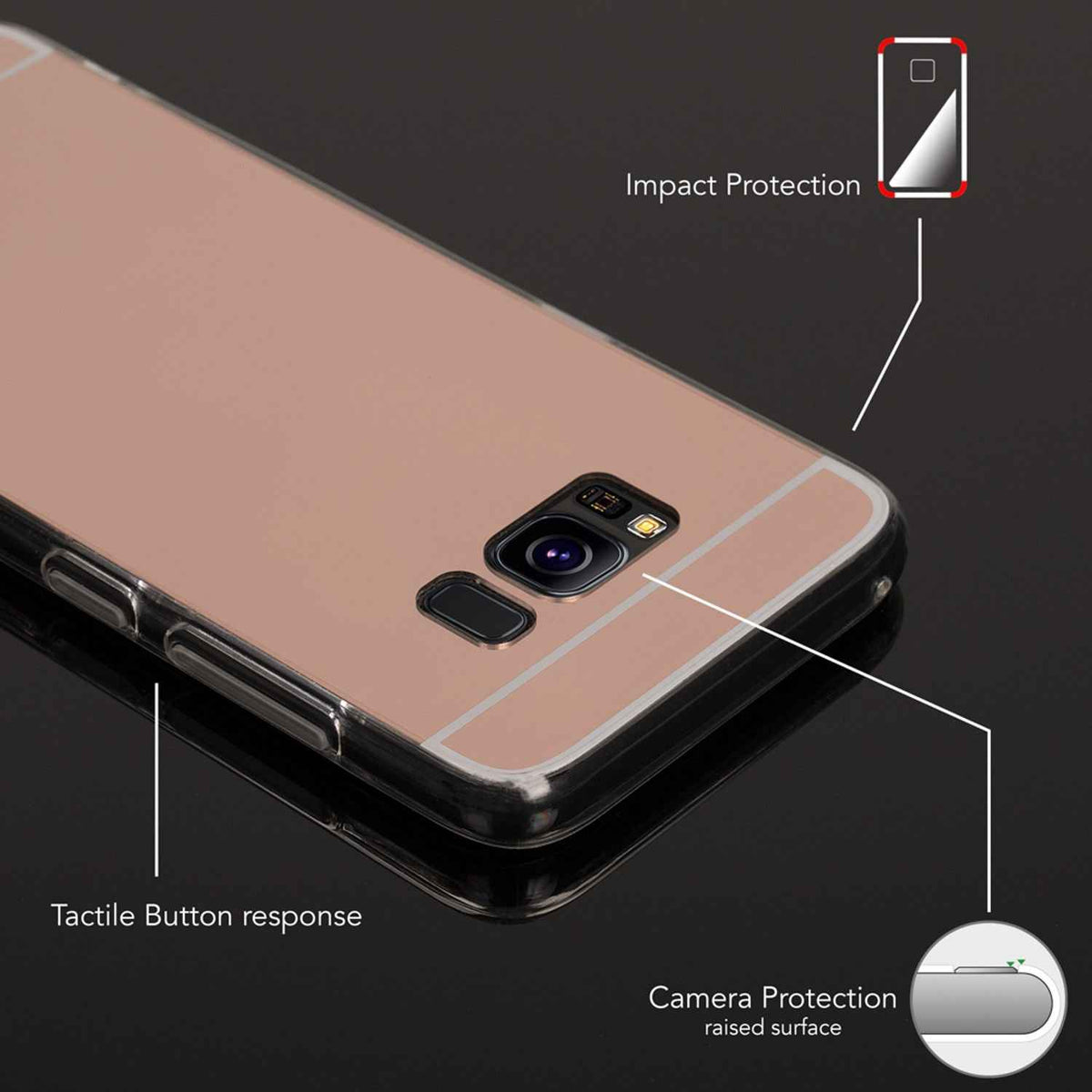 Samsung Galaxy S8 Spiegel Hülle von NALIA, Mirror Case Dünne Silikon Handyhülle