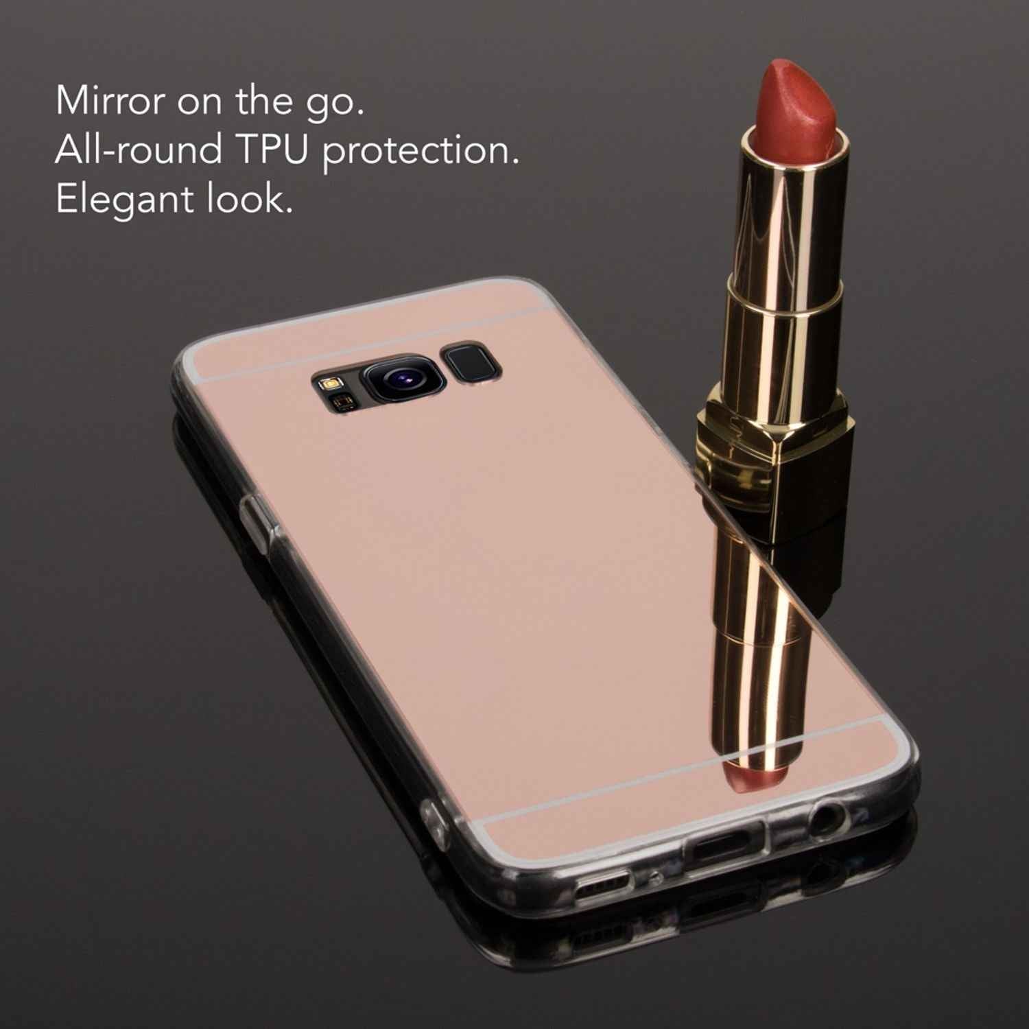 Samsung Galaxy S8 Spiegel Hülle von NALIA, Mirror Case Dünne Silikon Handyhülle