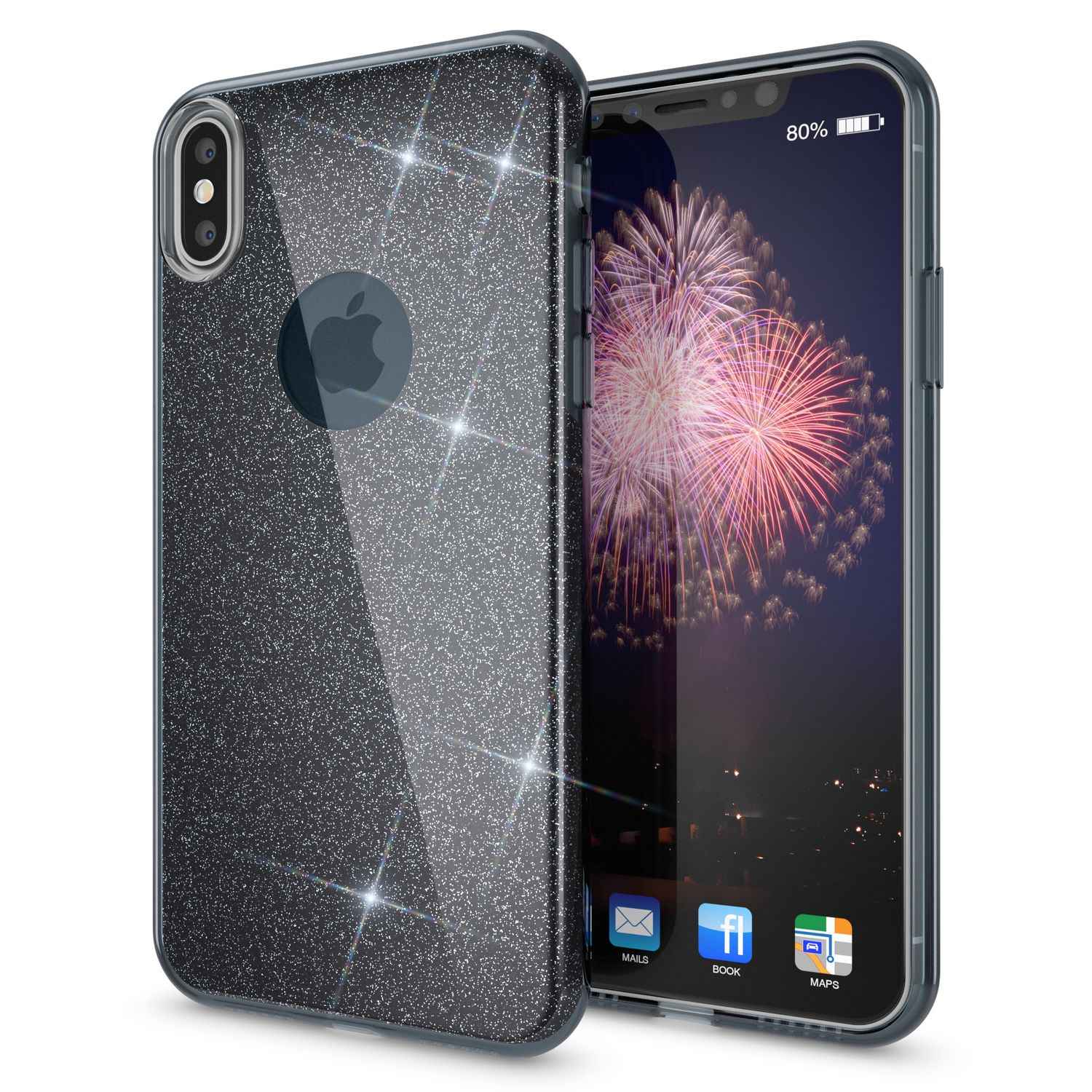 NALIA Hülle für iPhone XS Max, Handyhülle Glitzer Ultra Slim Silikon Case Cover