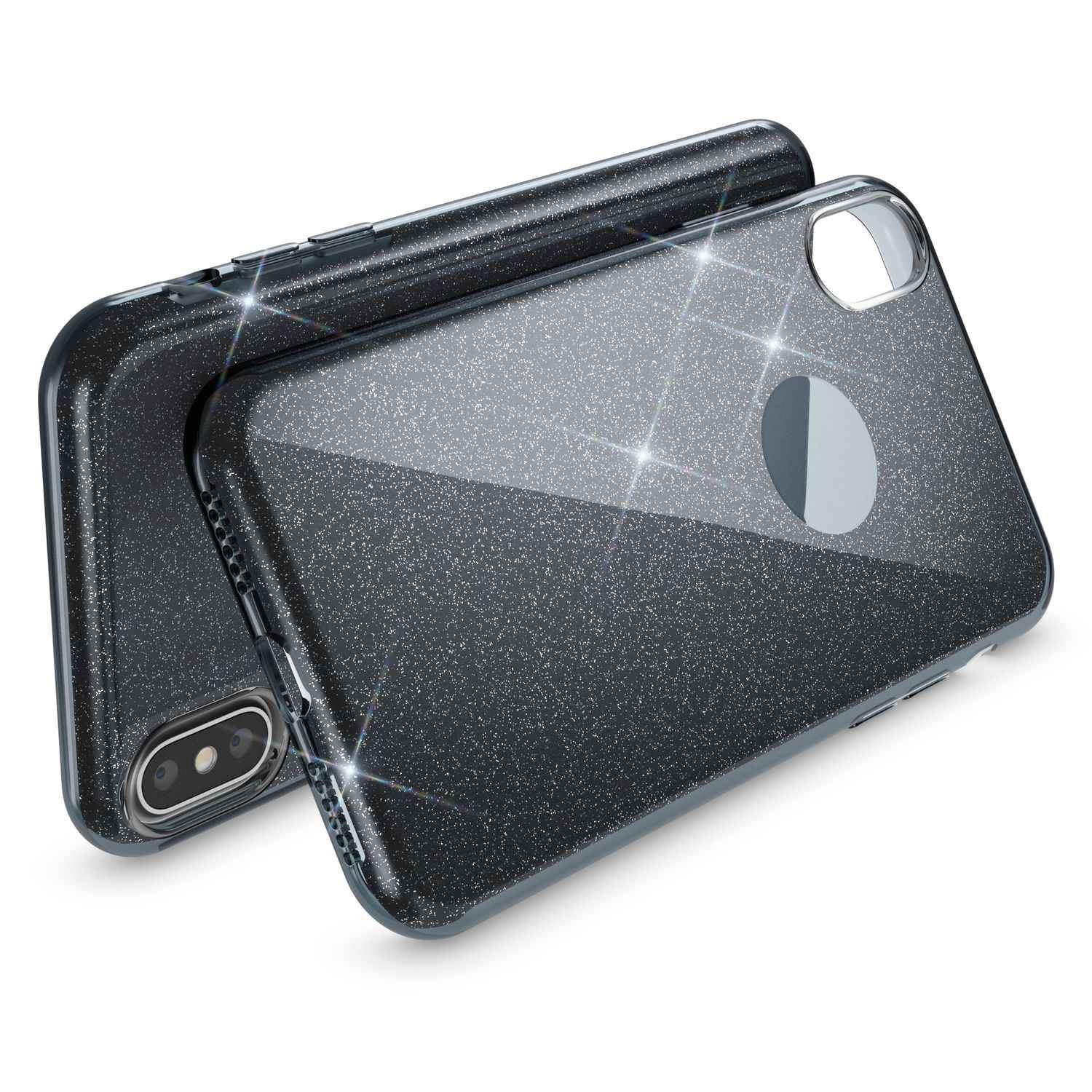 NALIA Hülle für iPhone XS Max, Handyhülle Glitzer Ultra Slim Silikon Case Cover