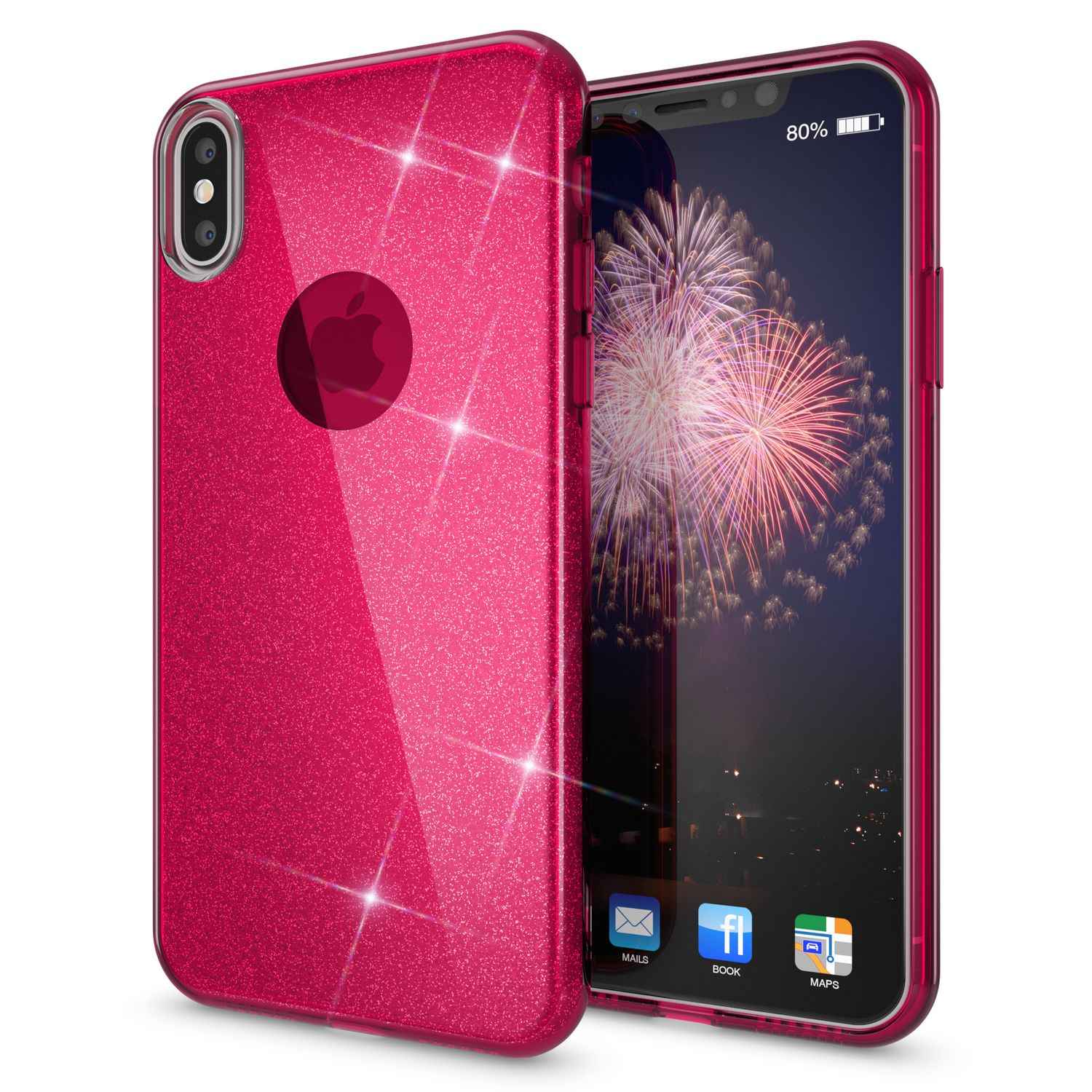 NALIA Hülle für iPhone XS Max, Handyhülle Glitzer Ultra Slim Silikon Case Cover