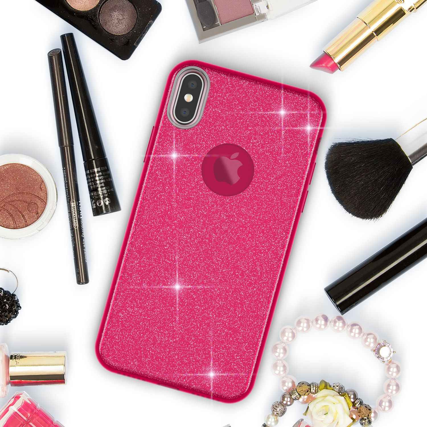 NALIA Hülle für iPhone XS Max, Handyhülle Glitzer Ultra Slim Silikon Case Cover