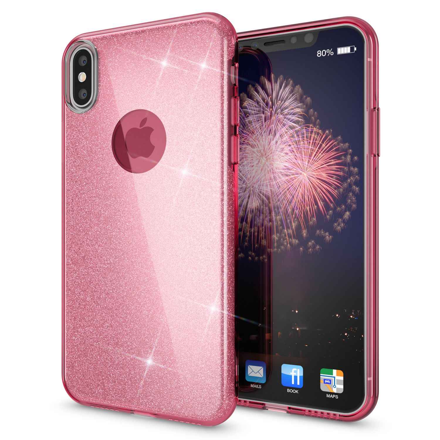 NALIA Hülle für iPhone XS Max, Handyhülle Glitzer Ultra Slim Silikon Case Cover