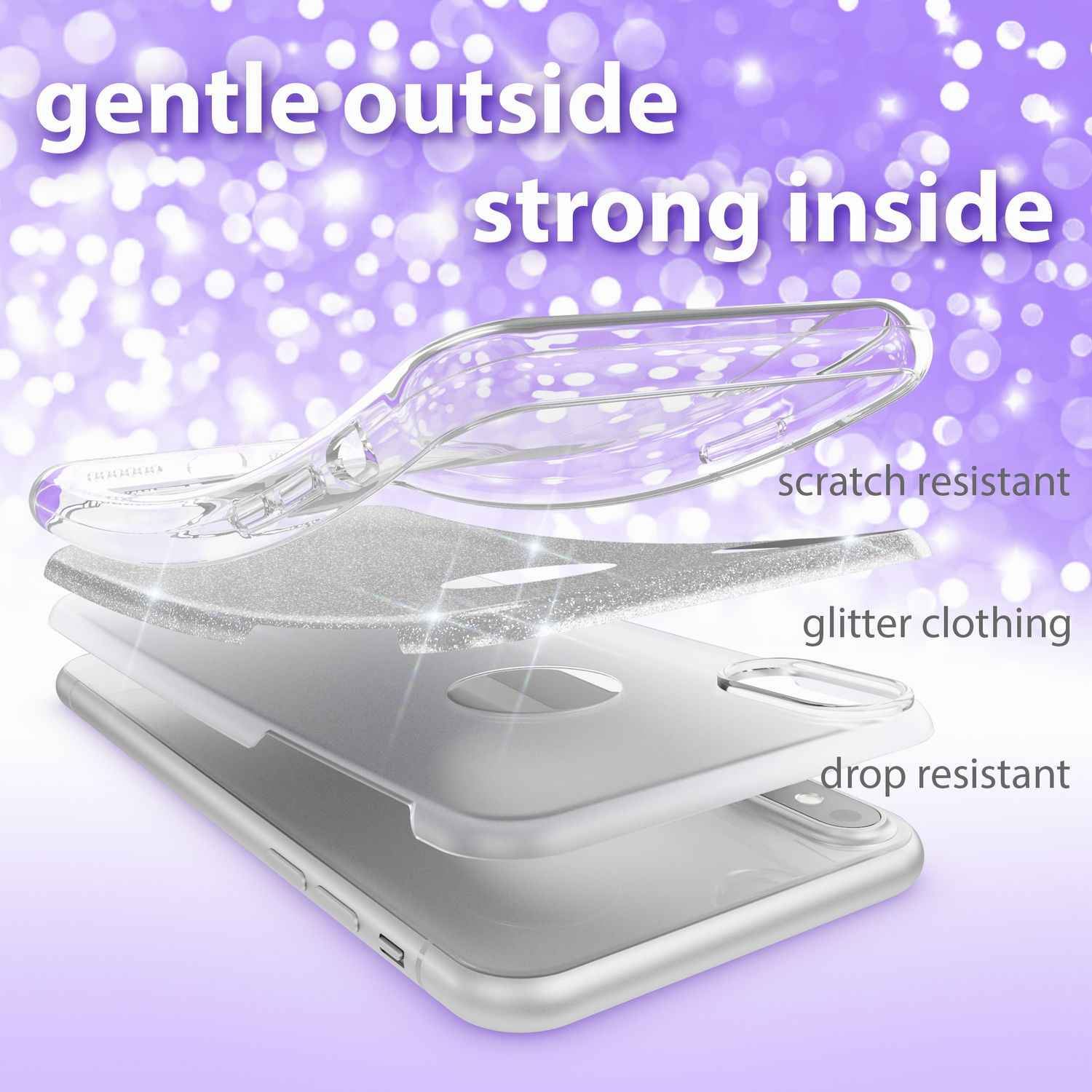 NALIA Hülle für iPhone XS Max, Handyhülle Glitzer Ultra Slim Silikon Case Cover
