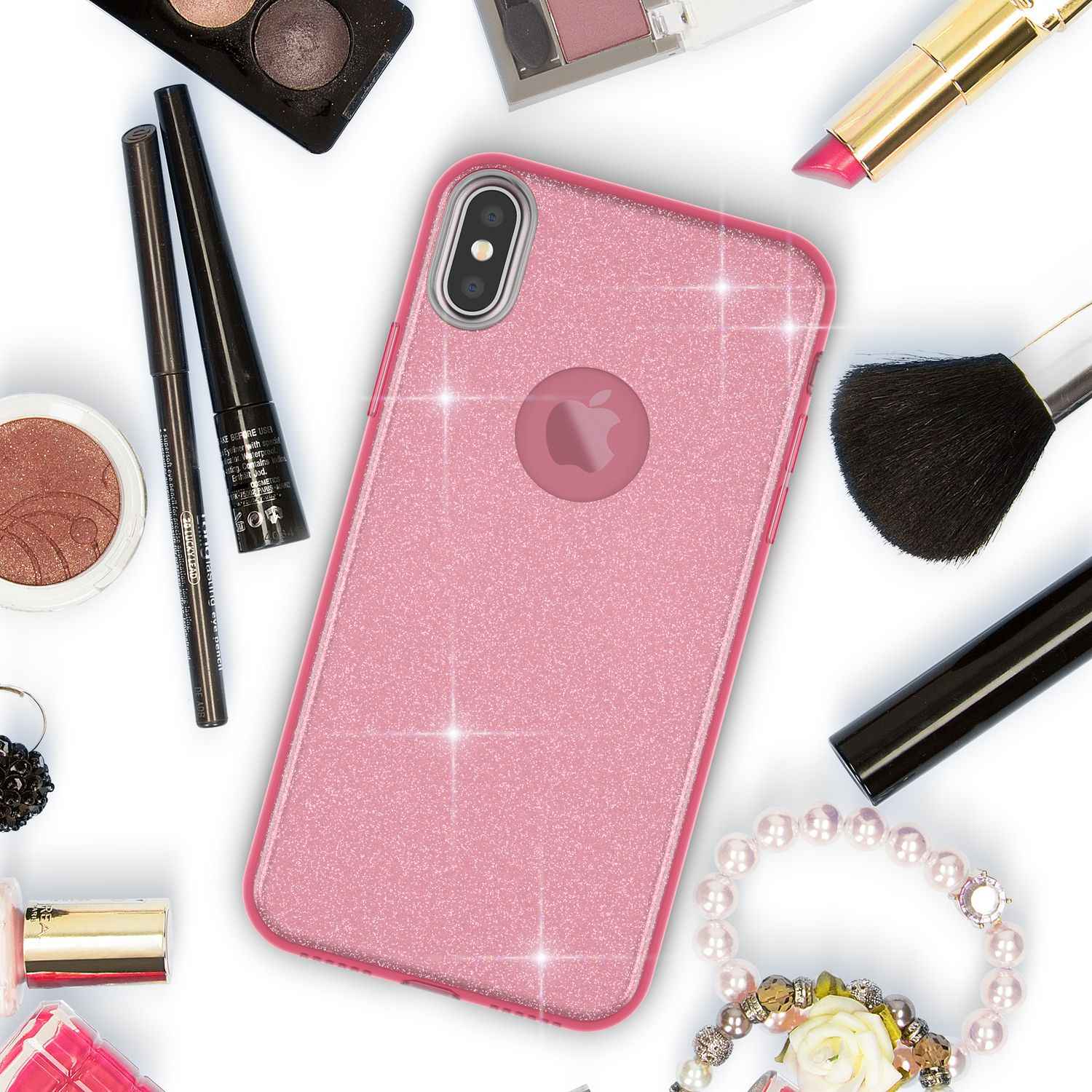 NALIA Hülle für iPhone XS Max, Handyhülle Glitzer Ultra Slim Silikon Case Cover