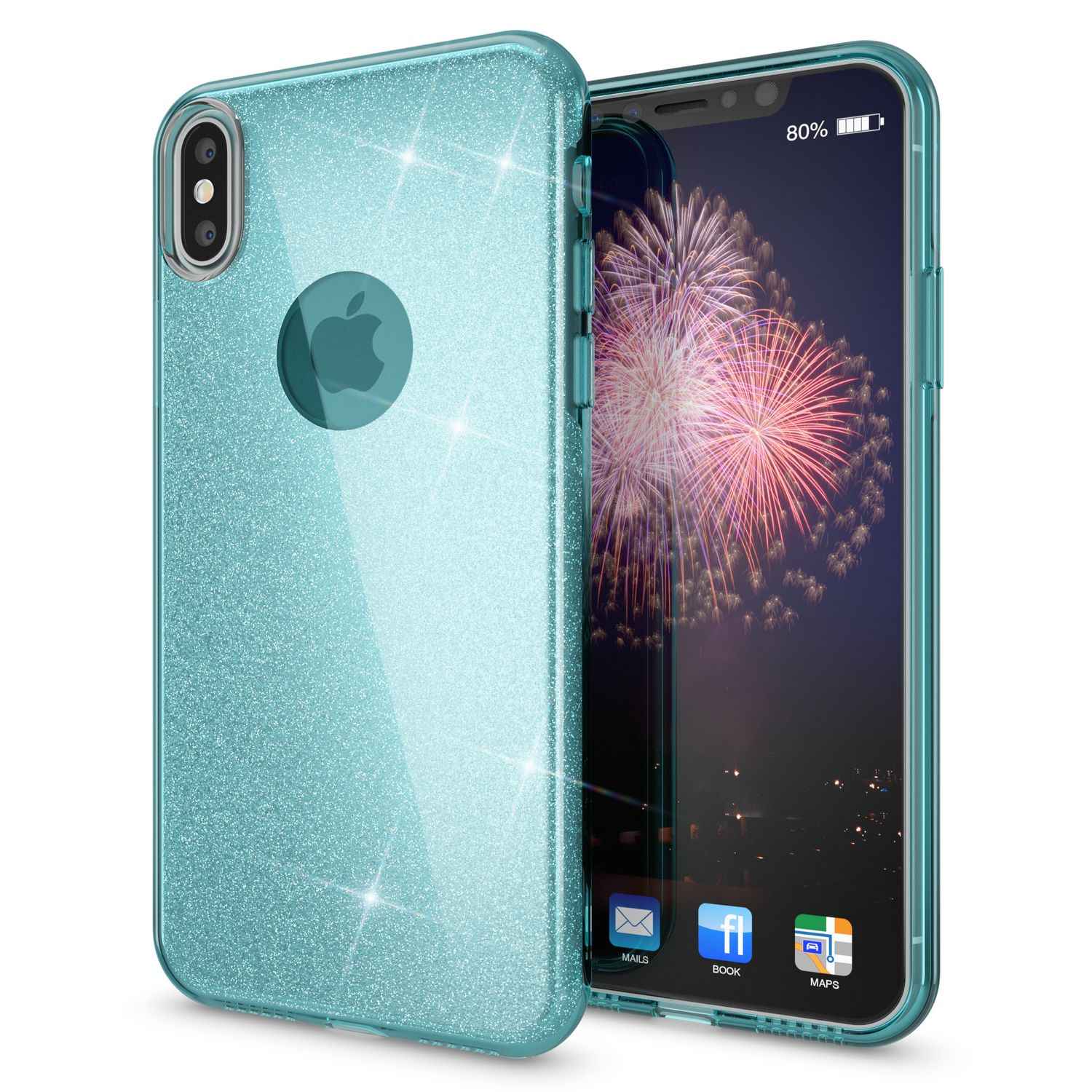 NALIA Hülle für iPhone XS Max, Handyhülle Glitzer Ultra Slim Silikon Case Cover