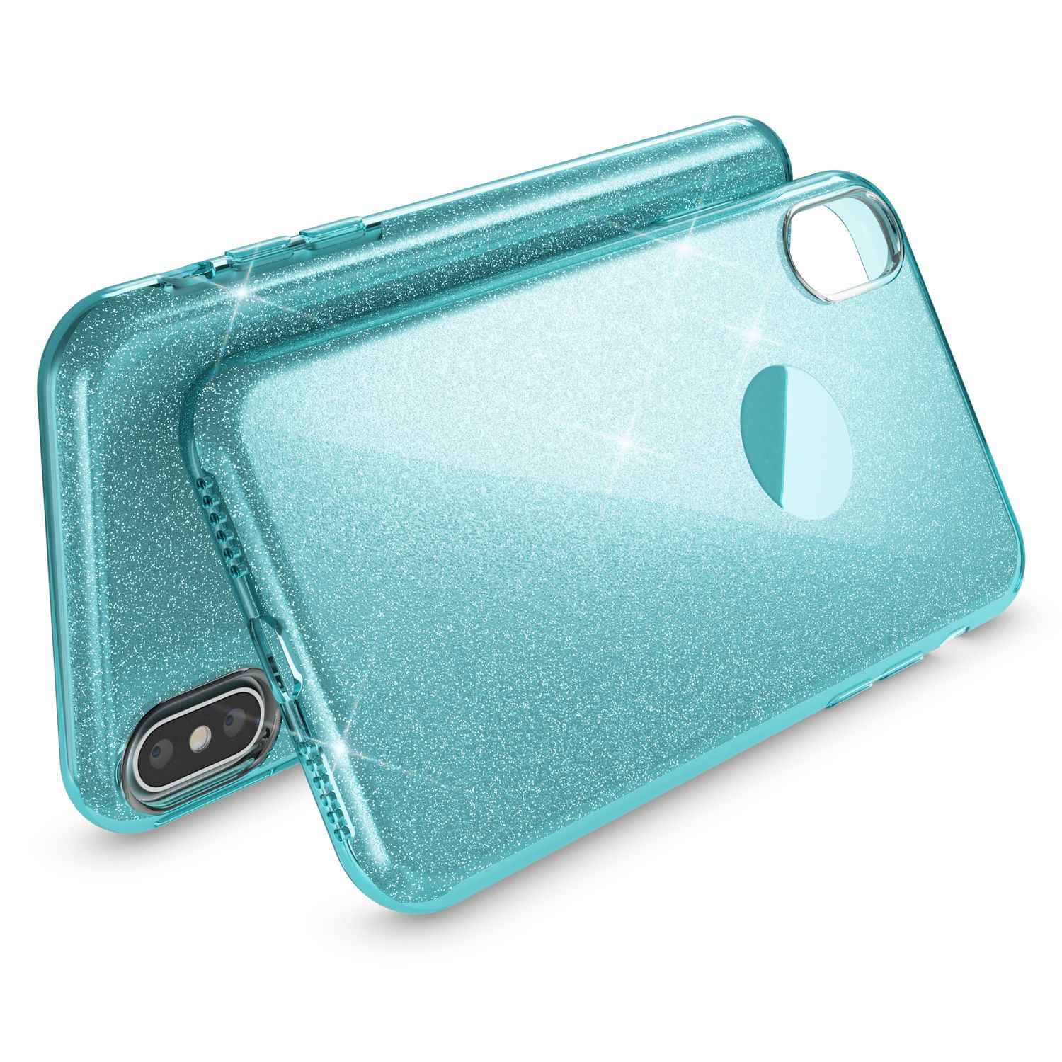 NALIA Hülle für iPhone XS Max, Handyhülle Glitzer Ultra Slim Silikon Case Cover